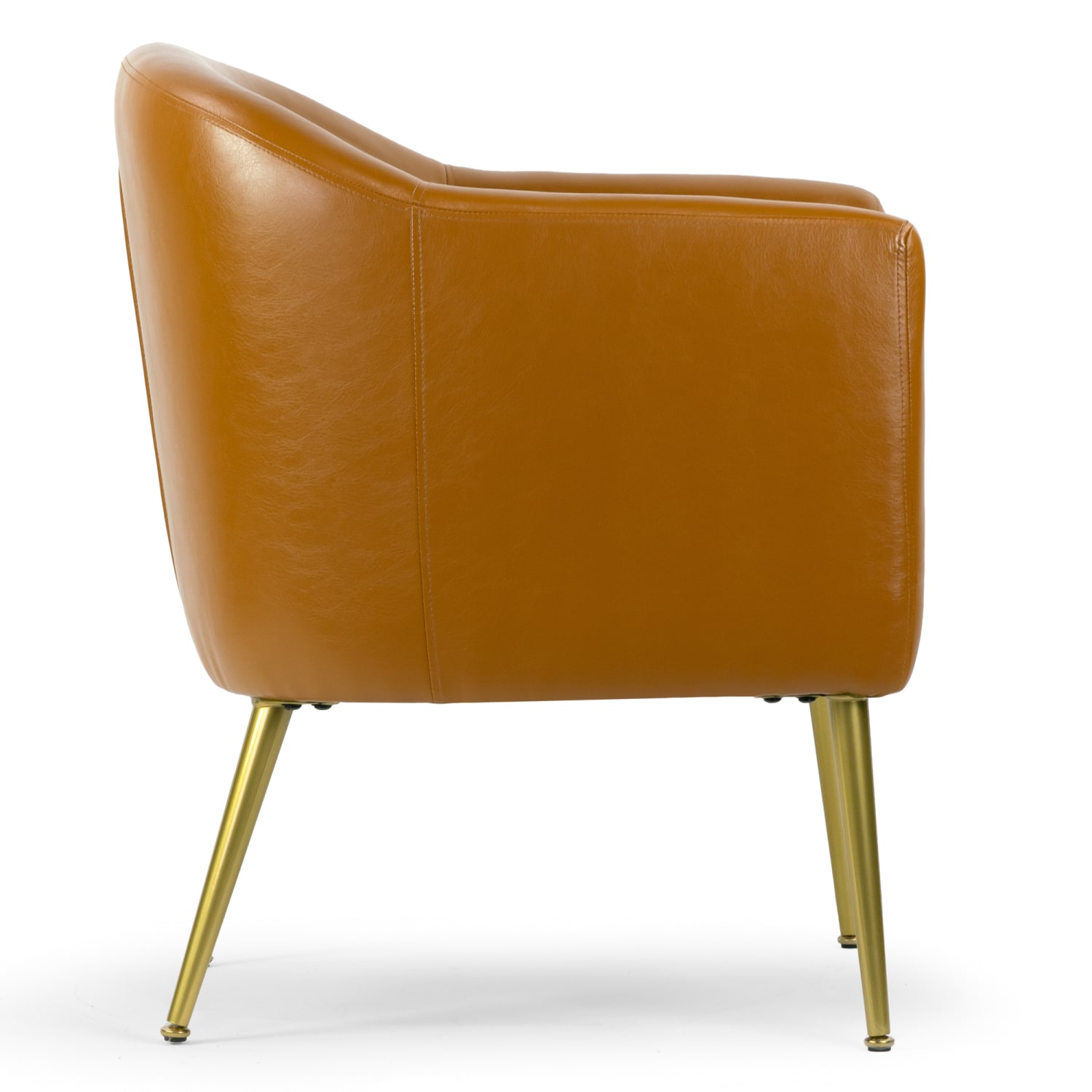 Glamour Home Avi Faux Leather Accent Chair With Metal Legs, Cappuccino Brown/Gold - Image 4