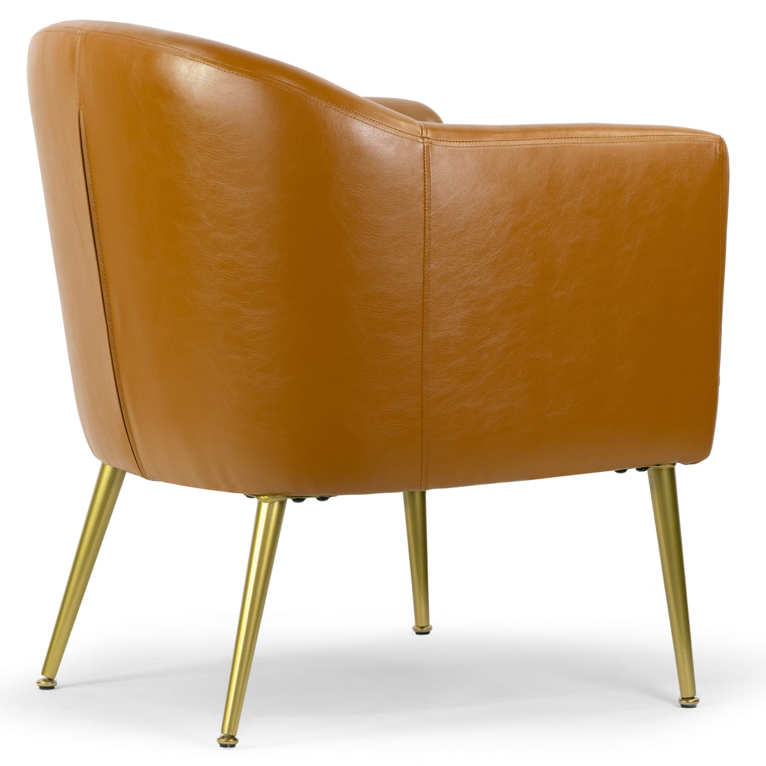 Glamour Home Avi Faux Leather Accent Chair With Metal Legs, Cappuccino Brown/Gold - Image 5