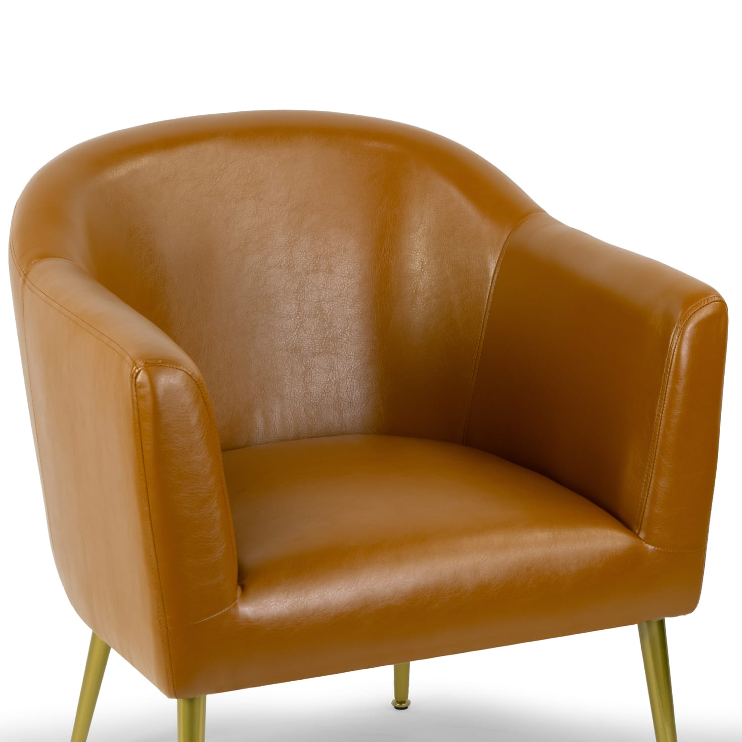Glamour Home Avi Faux Leather Accent Chair With Metal Legs, Cappuccino Brown/Gold - Image 6