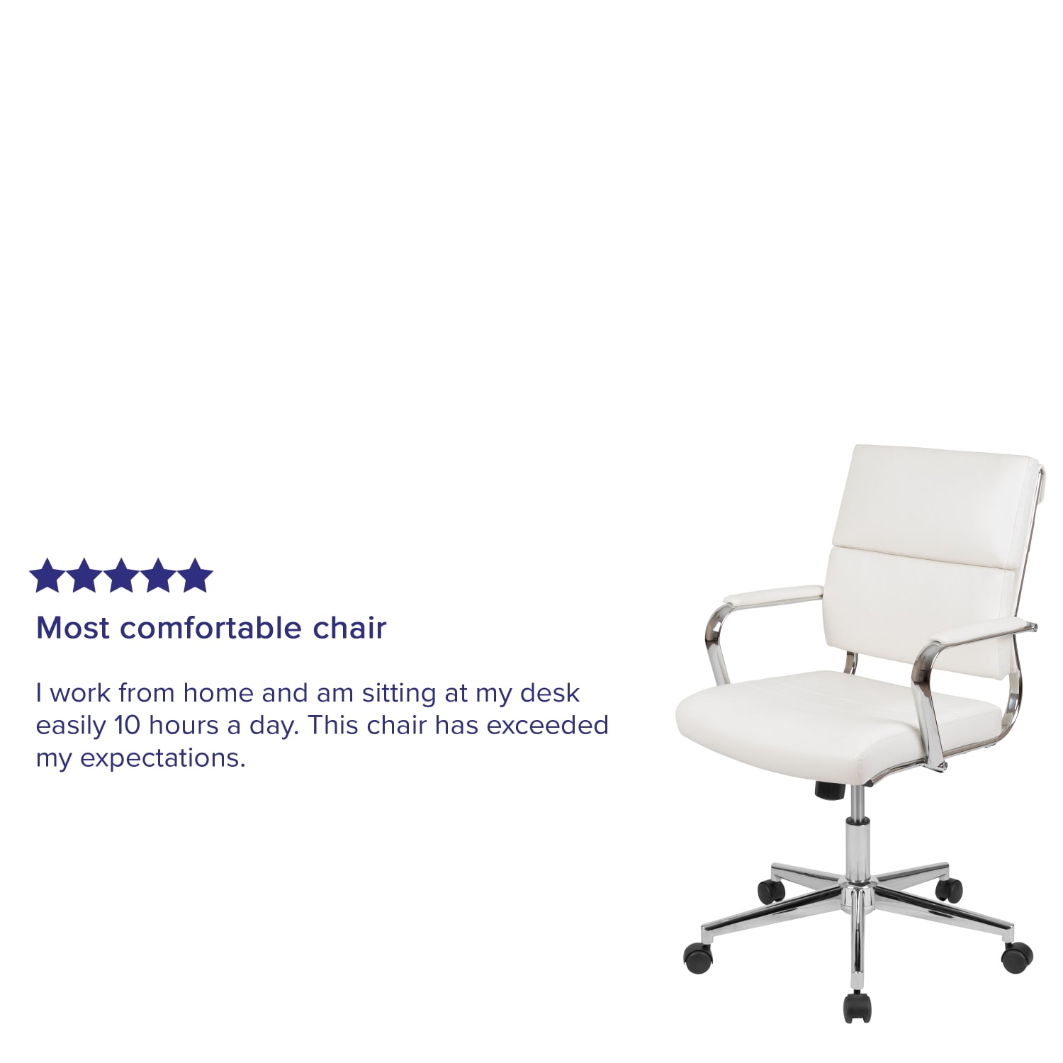 Flash Furniture LeatherSoft Faux Leather Mid-Back Contemporary Executive Office Chair, White - Image 6