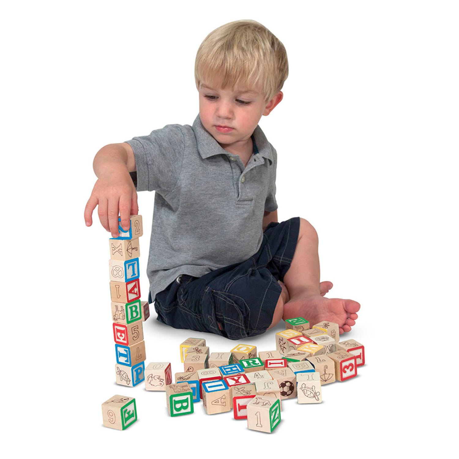 Melissa & Doug Wooden ABC/123 Block Set, 50 Pieces - Image 3