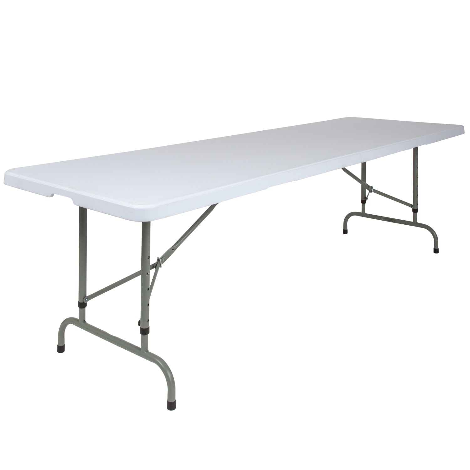 Flash Furniture Adjustable Plastic Folding Table, 34inH x 29inW x 96inD, Granite White/Gray - Image 3
