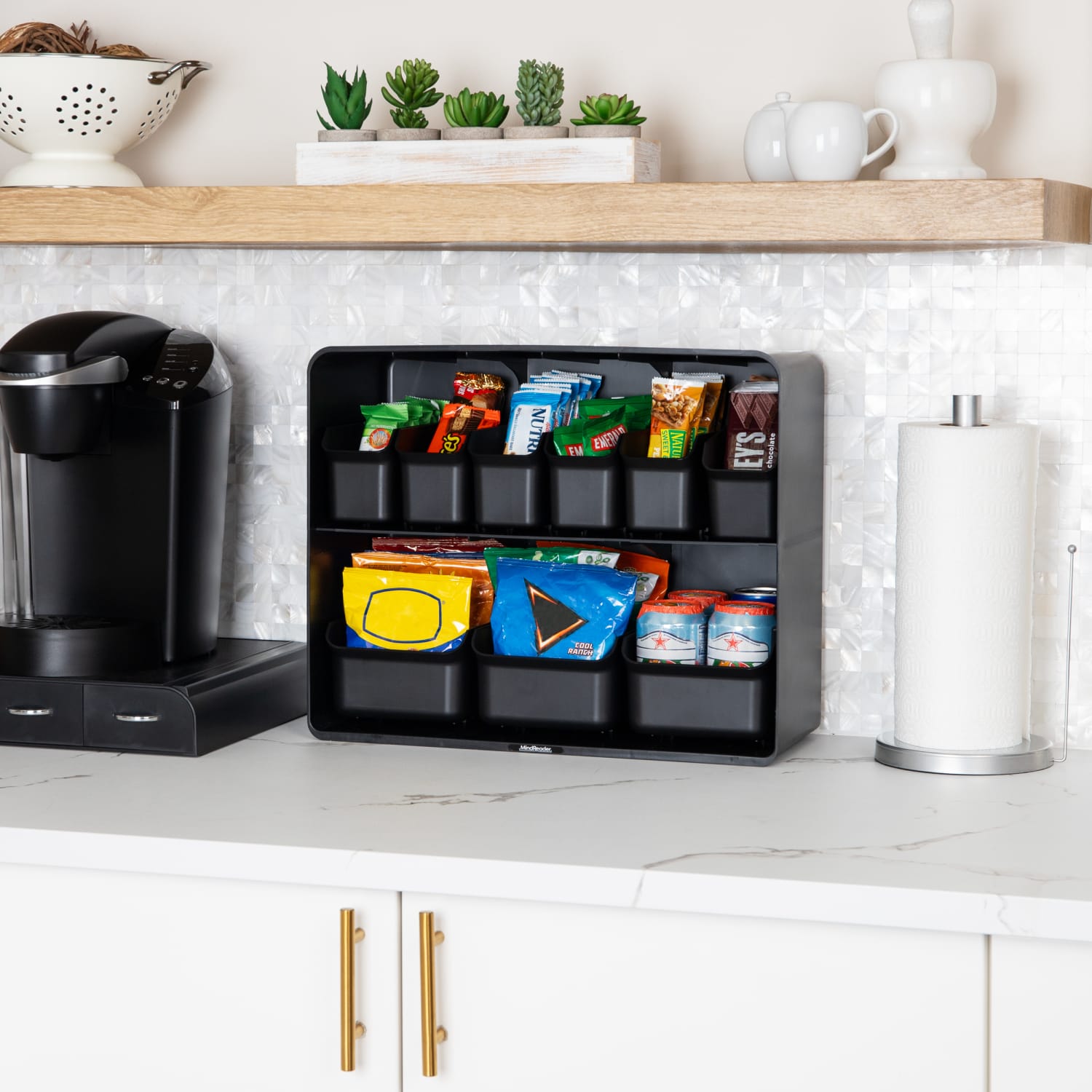 Mind Reader Snack Organizer Countertop Organizer, 14-1/2inH x 7-1/4inW x 18inD, Black - Image 3