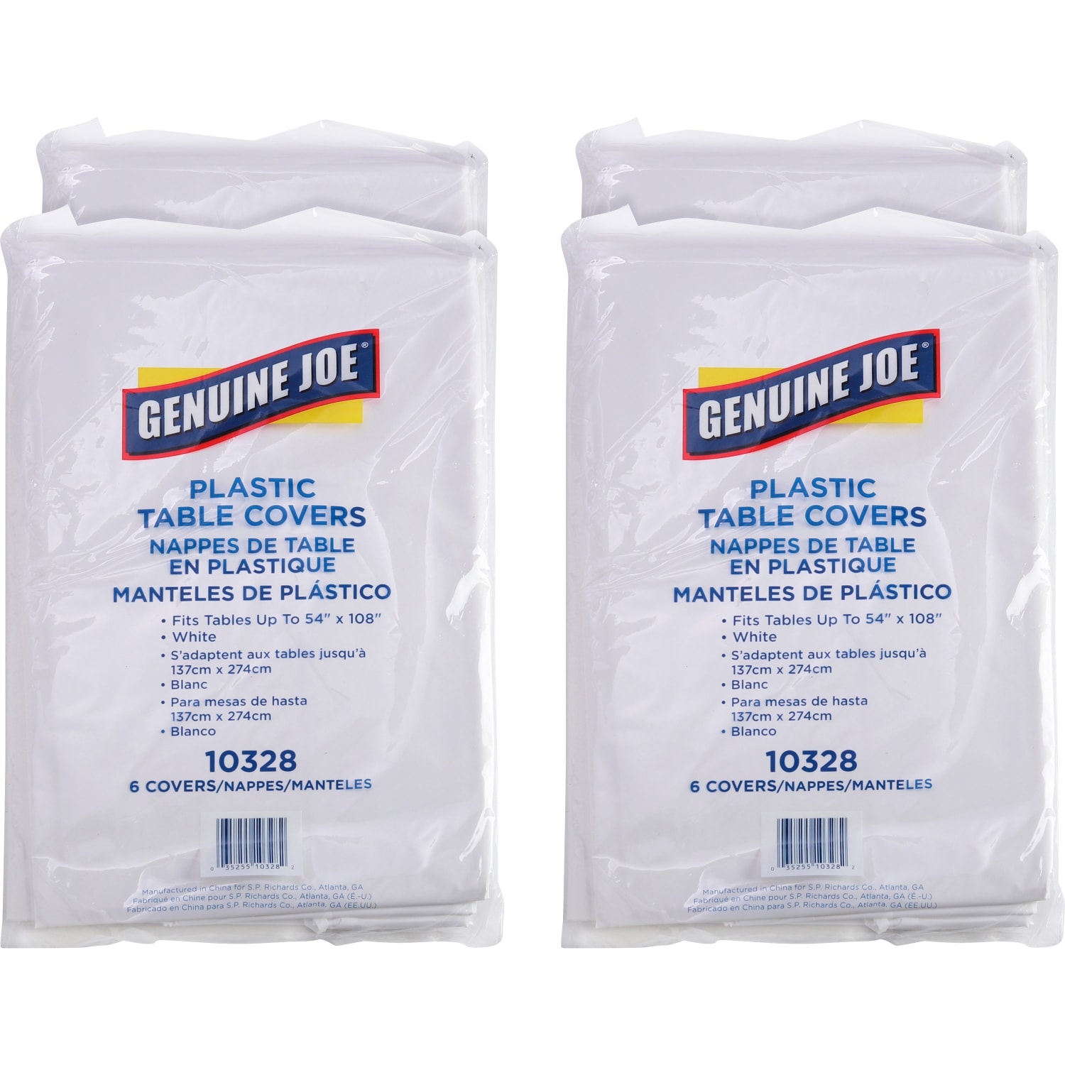 Genuine Joe Plastic Rectangular Table Covers - 108in Length x 54in Width - Plastic - White - 24 / Carton - Image 3