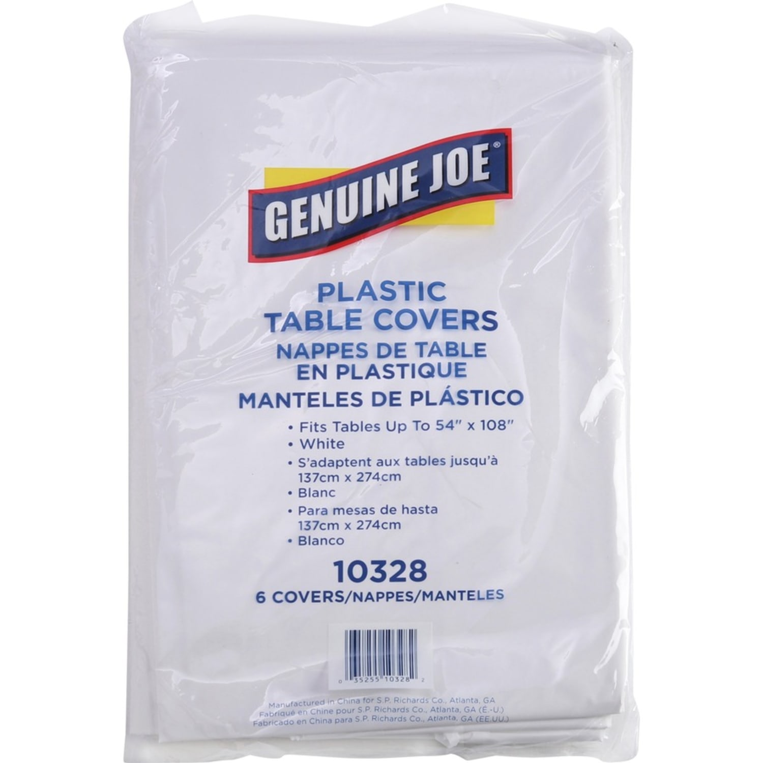 Genuine Joe Plastic Rectangular Table Covers - 108in Length x 54in Width - Plastic - White - 24 / Carton - Image 4
