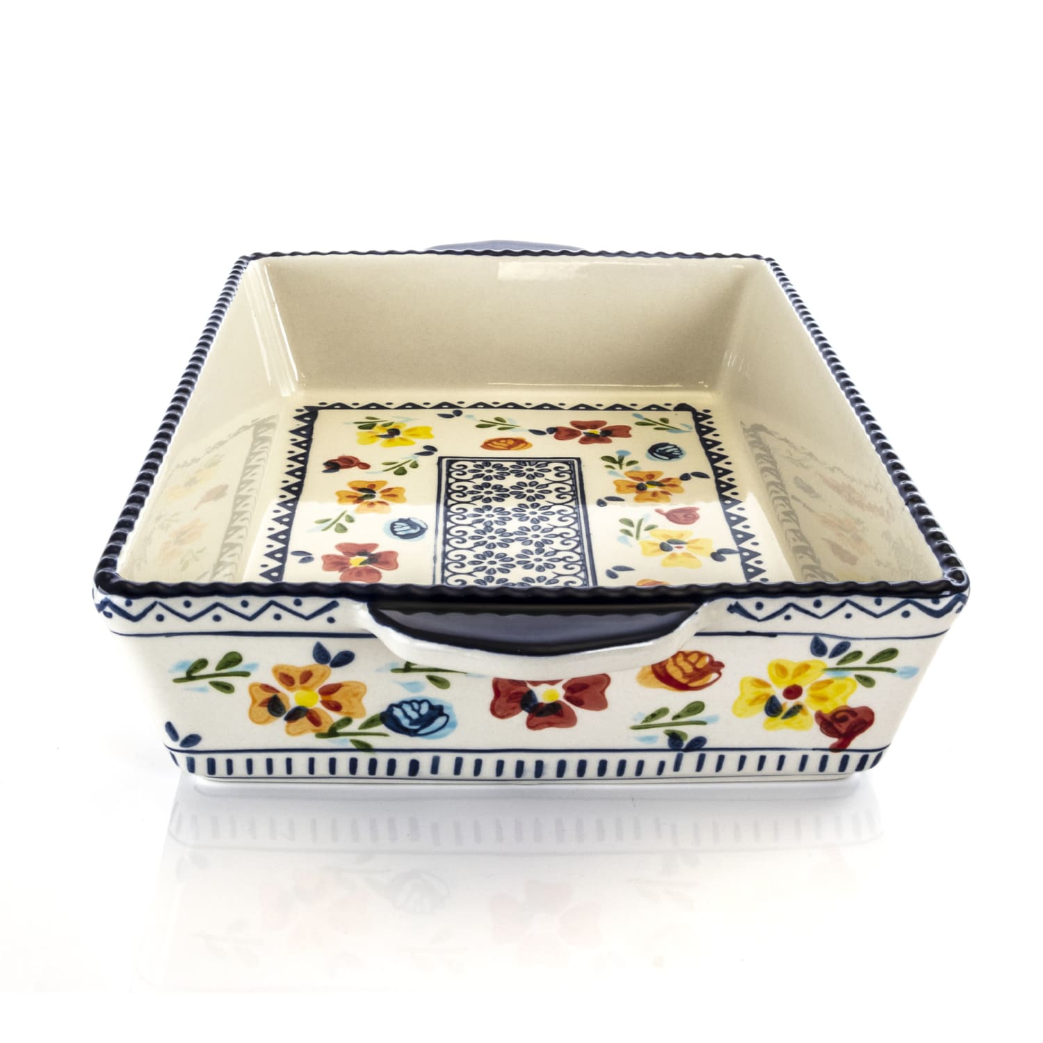 Gibson Elite Luxembourg 2-Piece Stoneware Rectangular Bakeware Set, Blue - Image 6