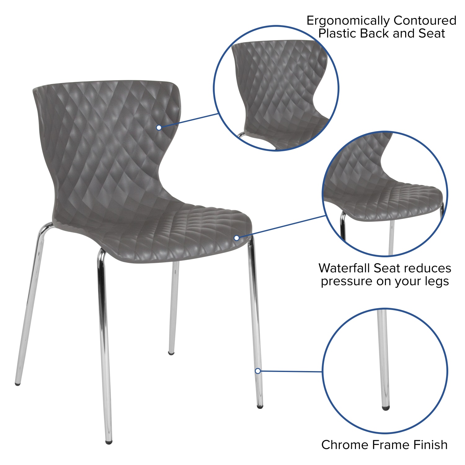 Flash Furniture Lowell Contemporary Design Plastic Stack Chair, Gray - Image 4