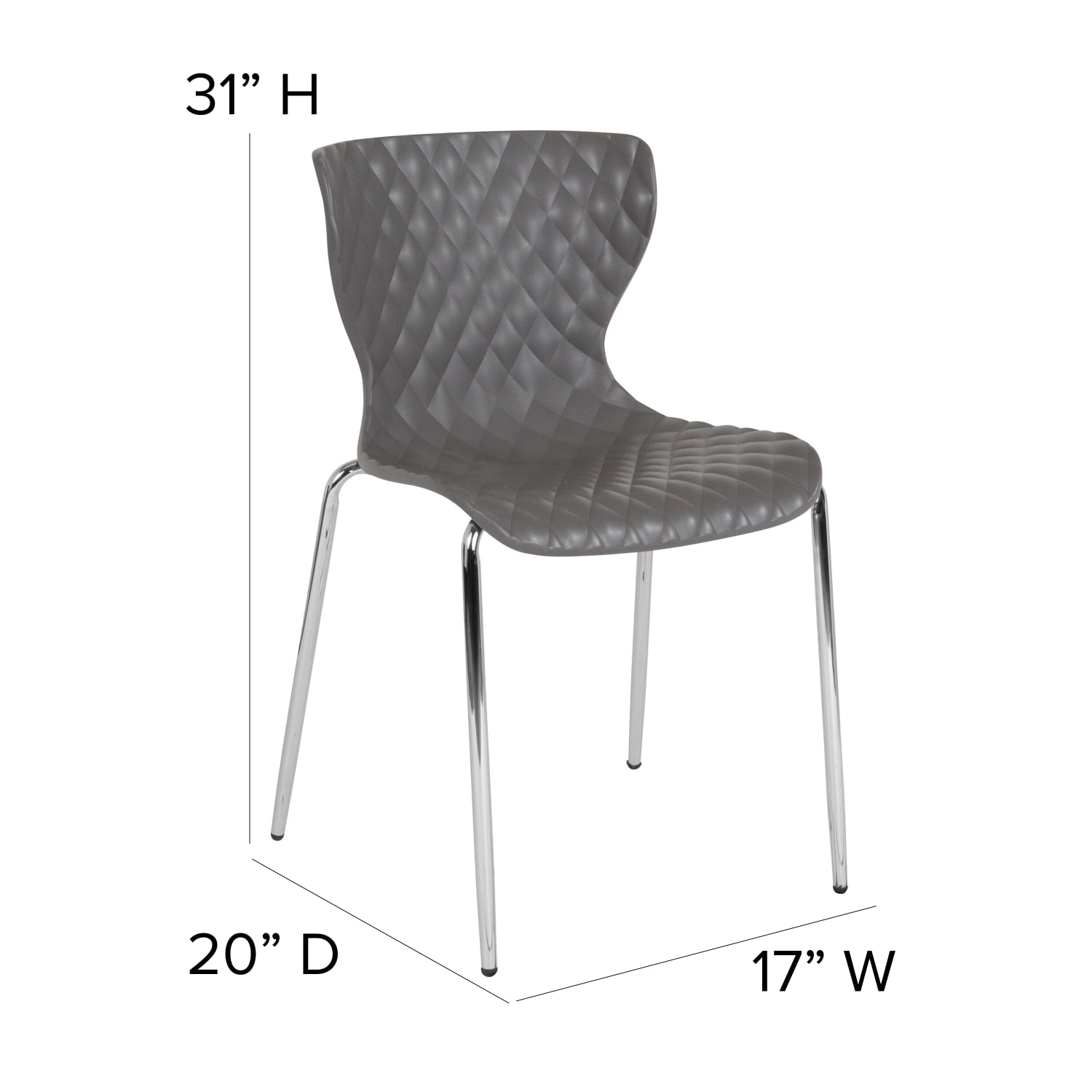 Flash Furniture Lowell Contemporary Design Plastic Stack Chair, Gray - Image 5