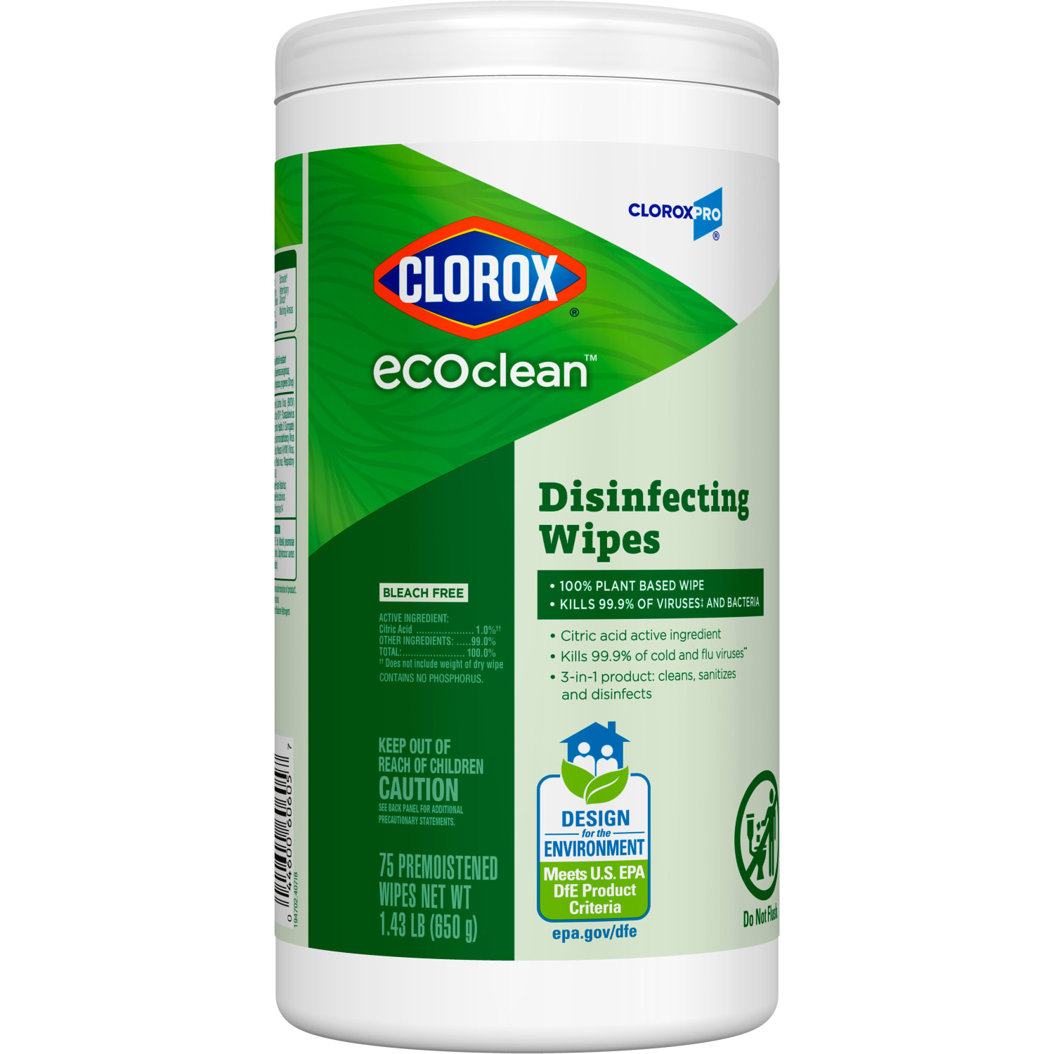 CloroxPro Clorox EcoClean Disinfecting Wipes, 75 Count, Pack of 6 - Image 3
