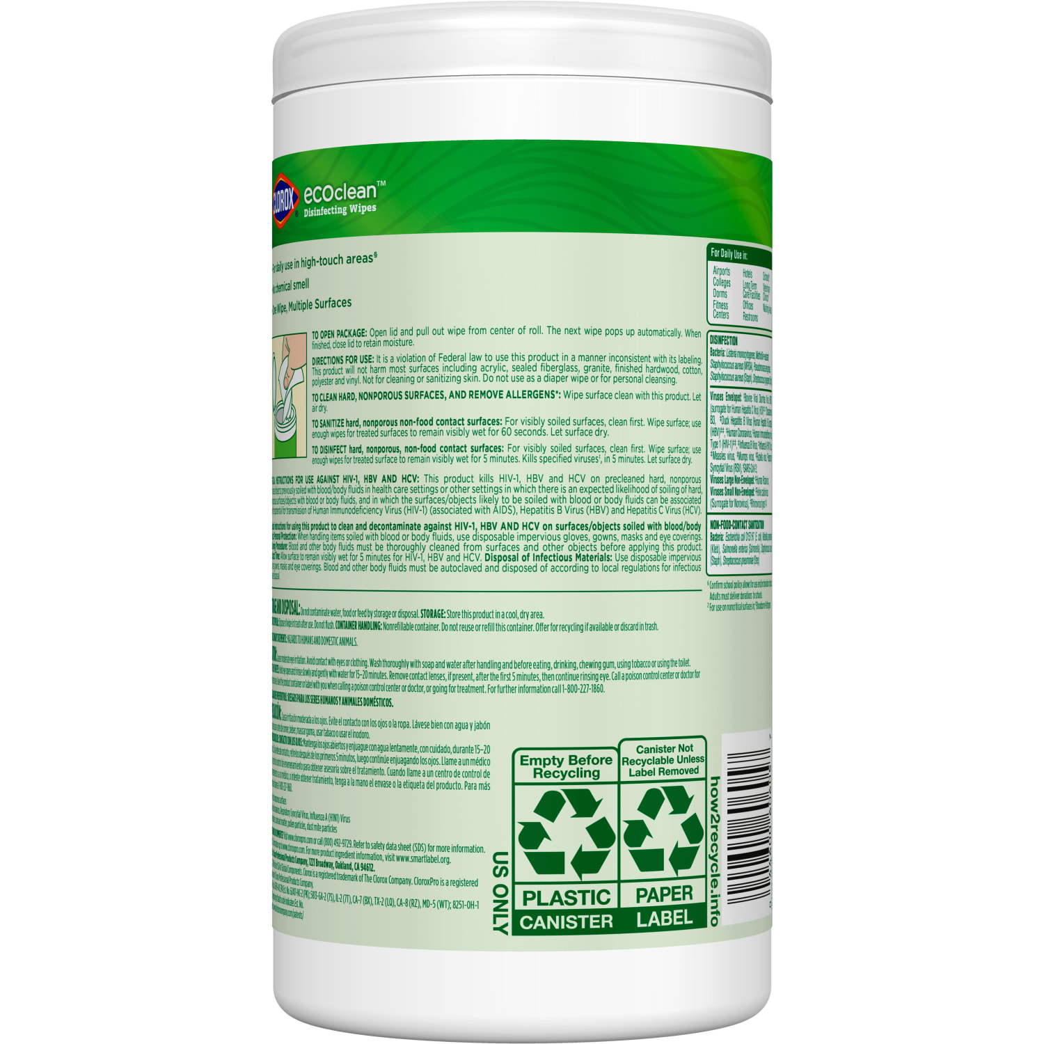 CloroxPro Clorox EcoClean Disinfecting Wipes, 75 Count, Pack of 6 - Image 4