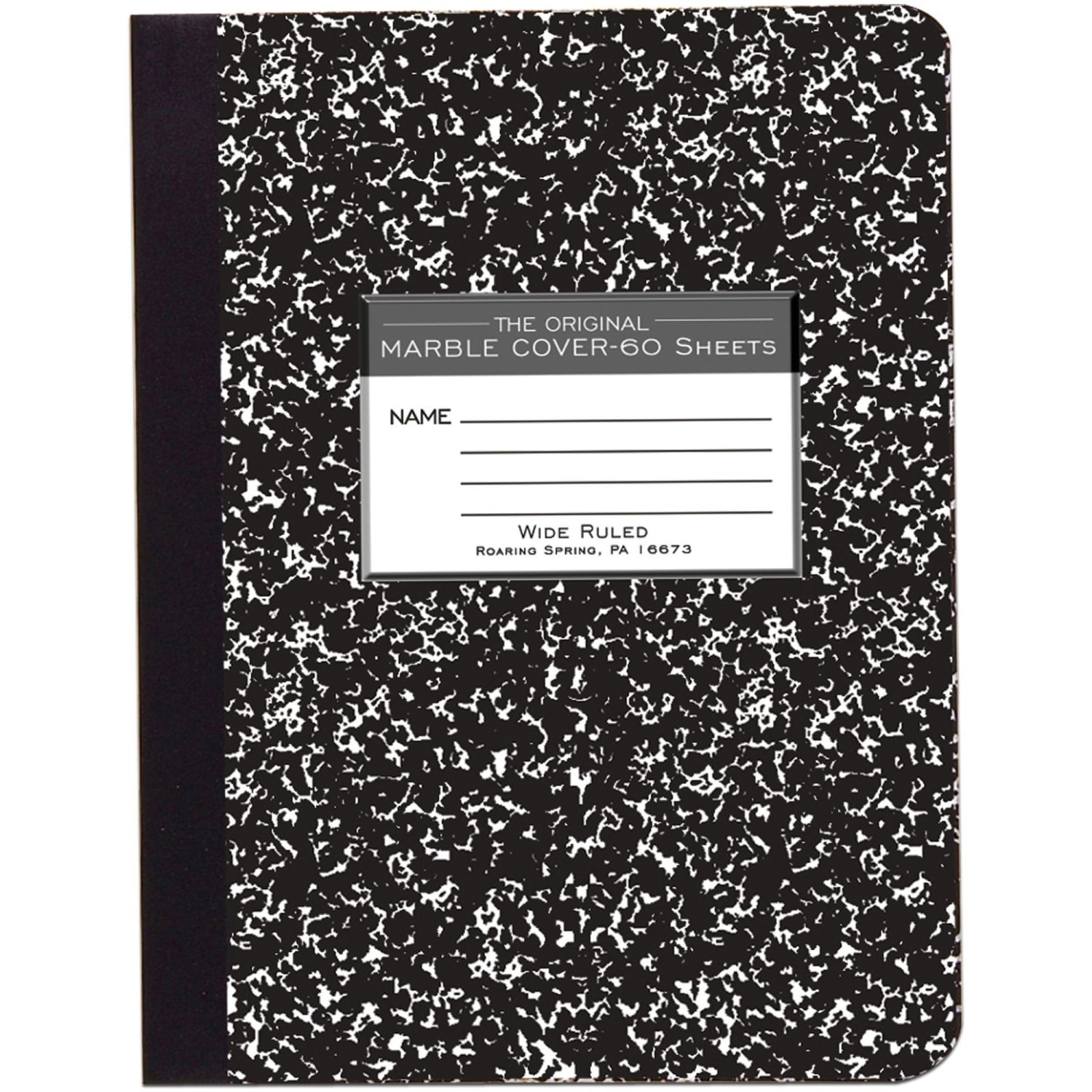 Roaring Spring Tape Bound Composition Notebook, 7 1/2in x 9 3/4in, 60 Sheets, Black Marble - Image 3
