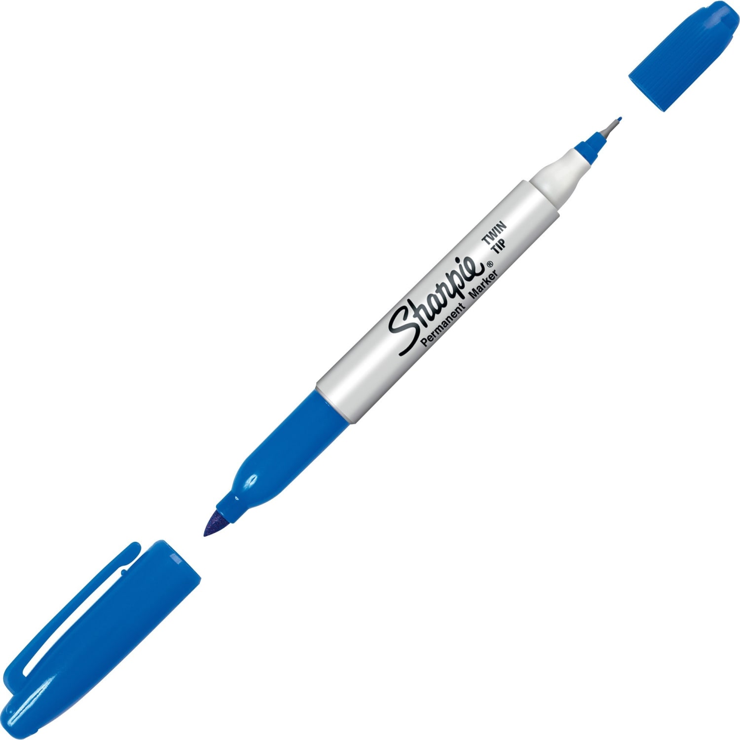Sharpie Twin-Tip Permanent Markers, Fine/Ultra-Fine Points, Blue Ink, Pack Of 12 Markers - Image 6