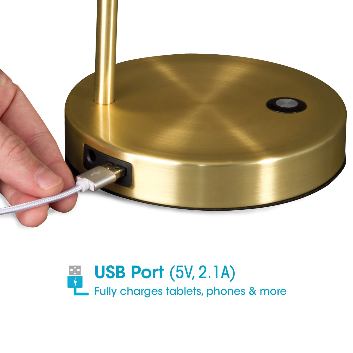 OttLite Direct LED Desk Lamp, 18inH, Brass - Image 5