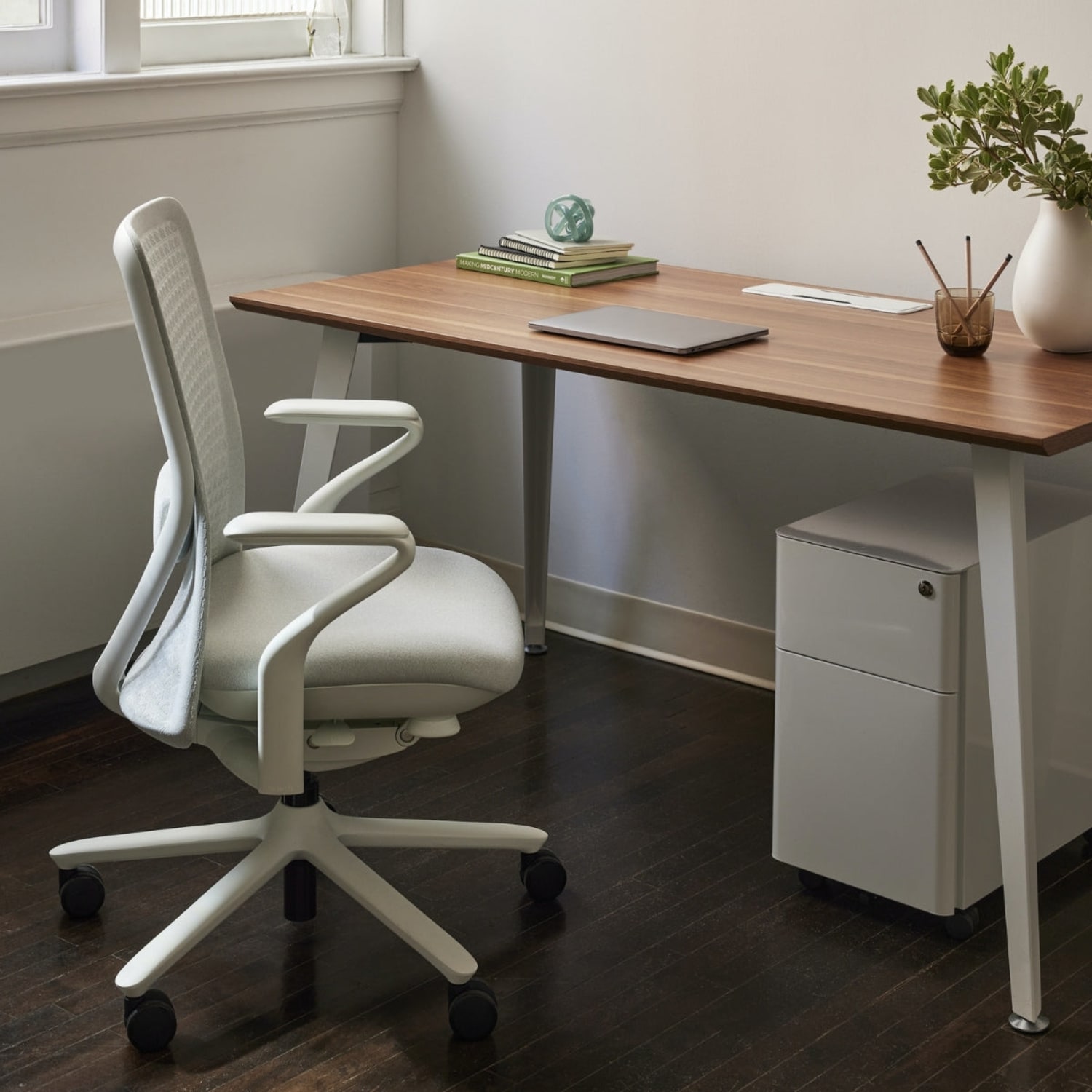 Branch Furniture Office Desk, 48in x 24in, Walnut/White