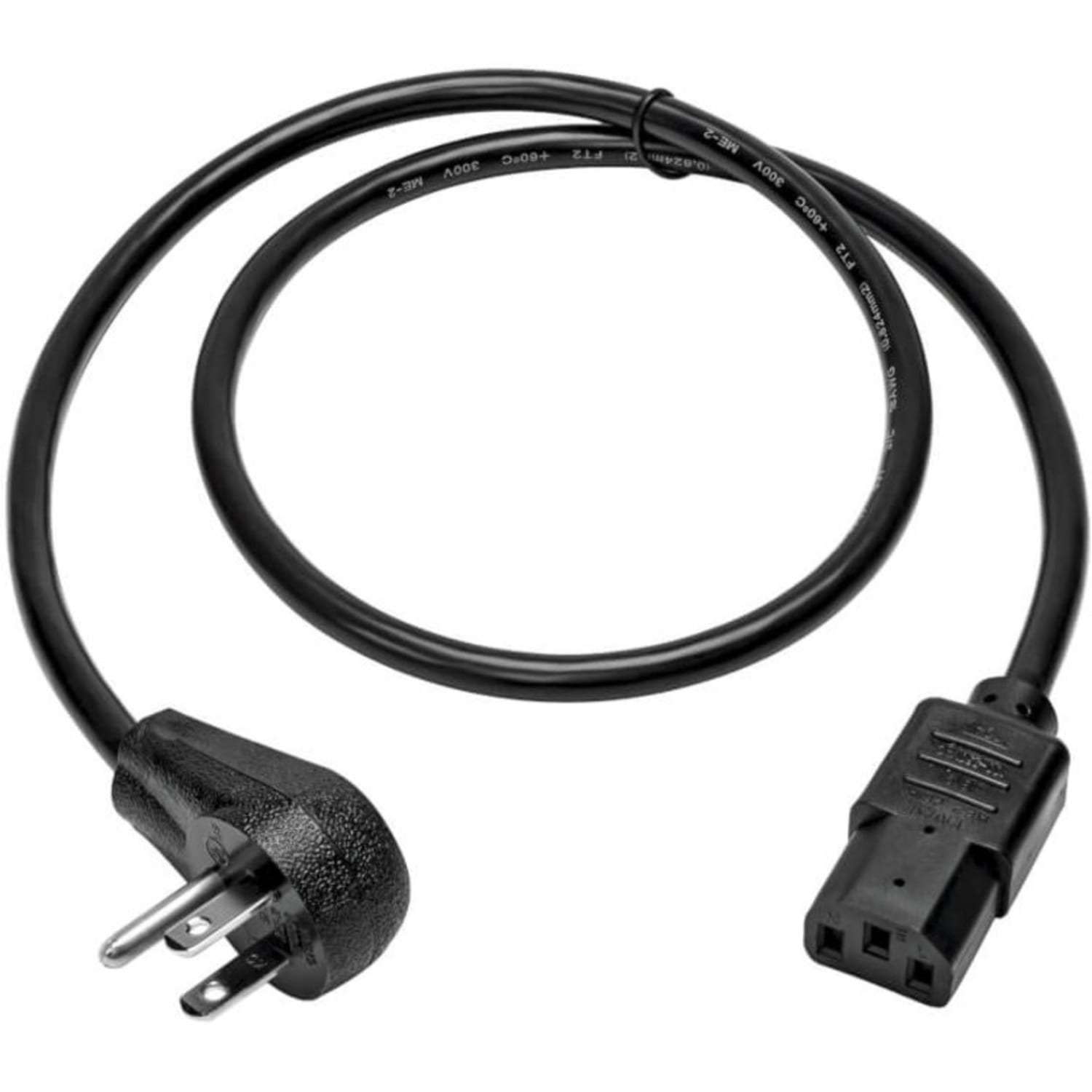 Eaton Tripp Lite Series Desktop Computer AC Power Cord, Right-Angle NEMA 5-15P to C13 - 10A, 125V, 18 AWG, 3 ft. (0.91 m), Black - Power cable - NEMA 5-15P right-angled to power IEC 60320 C13 - 125 V - 10 A - 3 ft - black - Image 3