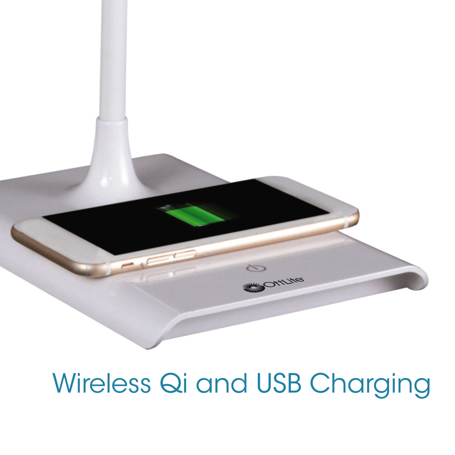 OttLite Power Up LED Desk Lamp With Wireless Charging, 20inH, White - Image 6