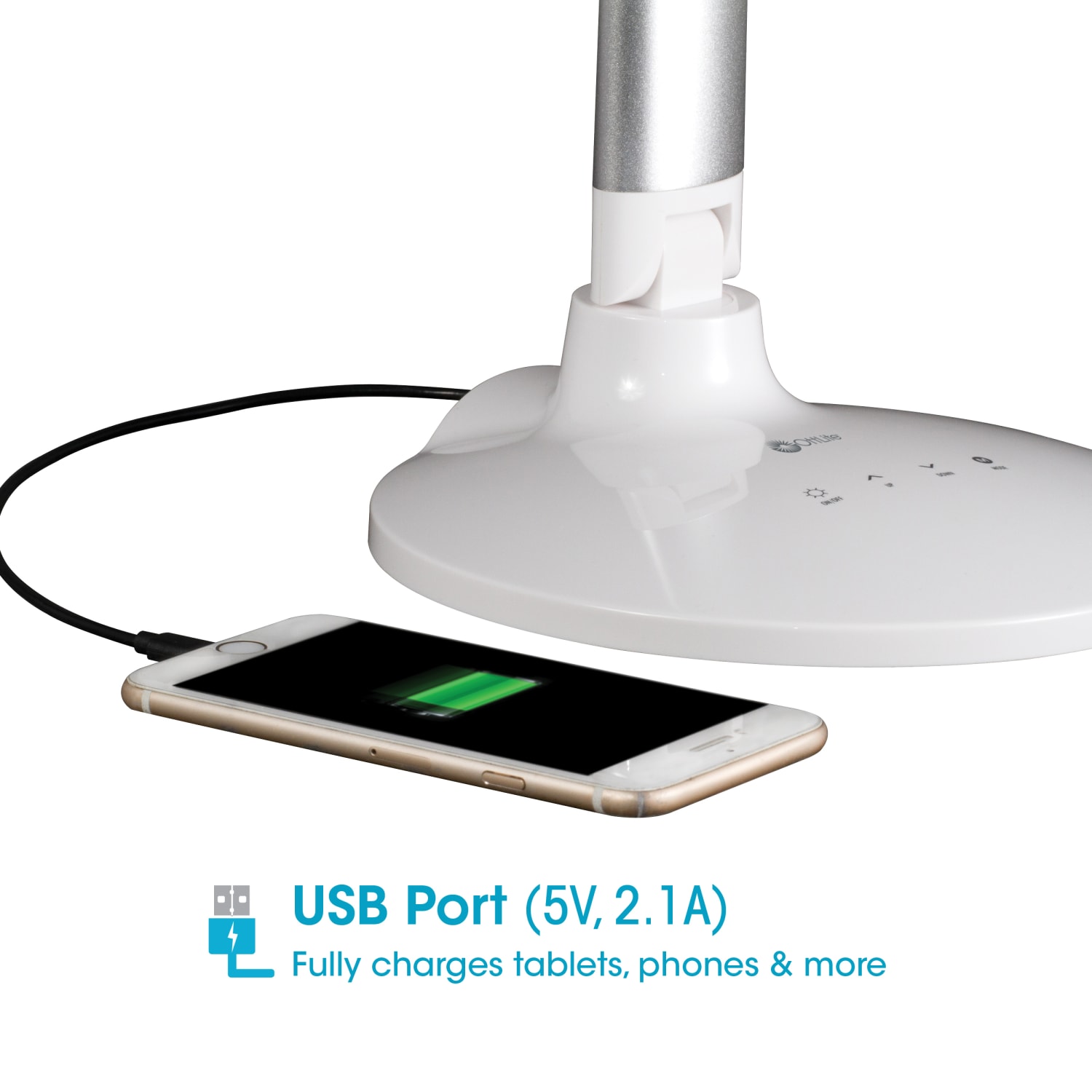 OttLite Command LED Desk Lamp With Voice Assistant, 29inH, White - Image 5