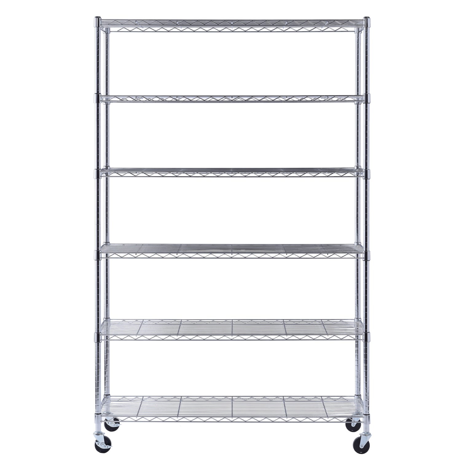 Edsal Muscle Rack Adjustable Mobile Wire Shelving, 6-Tier, 75inH x 48inW x 18inD, Chrome - Image 4
