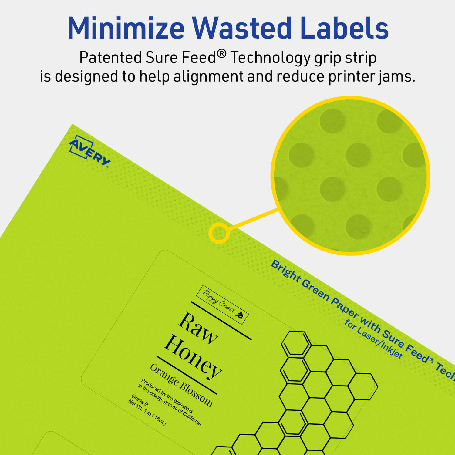Avery Print-To-The-Edge Labels With Sure Feed Technology, 94245-BGP20, Rectangle, 2-1/2in x 4in, Matte Bright Green, Pack of 60 - Image 5