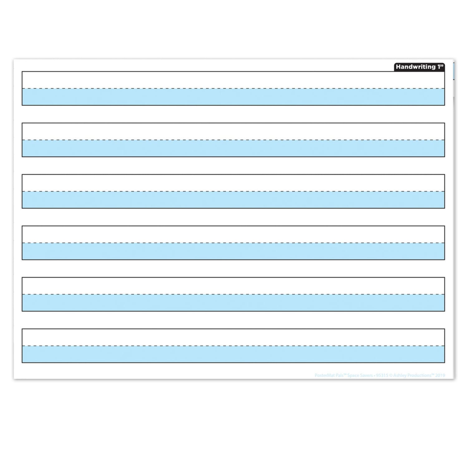 Ashley Productions Smart Poly PosterMat Pals Space Savers, 13in x 9-1/2in, 1in Handwriting Highlighted Blue, Pack Of 10 Pieces - Image 3