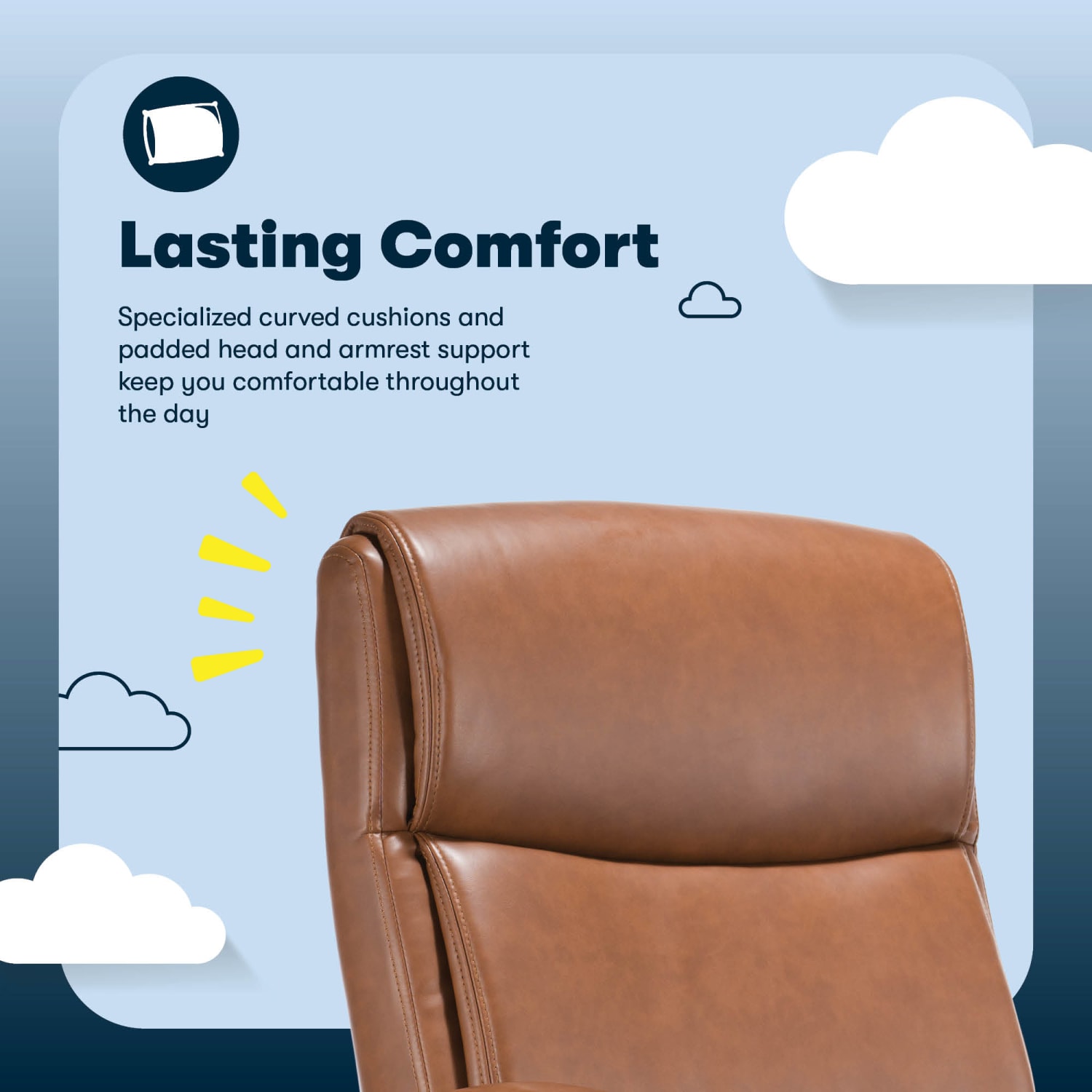 Serta Comfort Ergo Ergonomic Bonded Leather Mid Back Executive Office Chair Cognac PopularChairscom