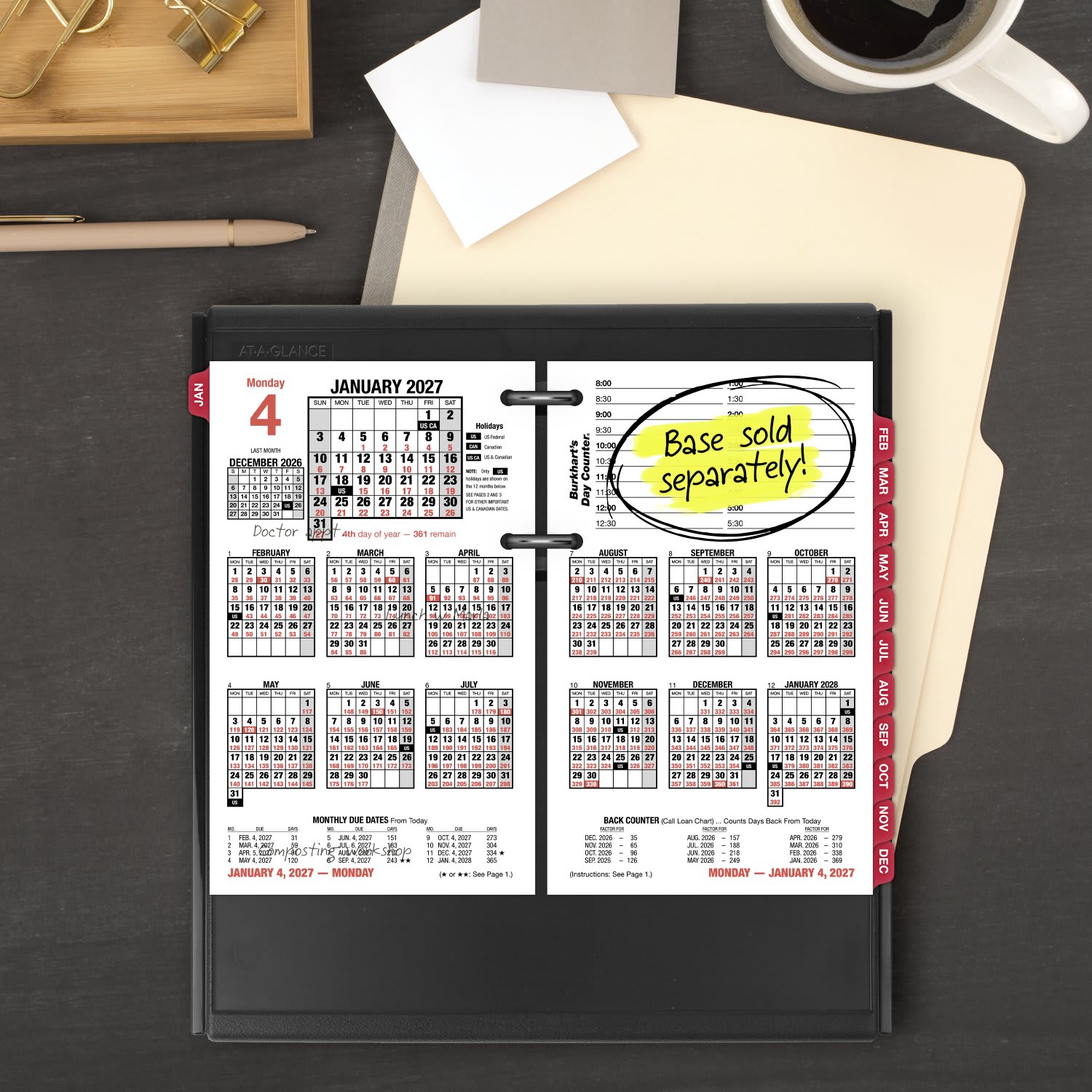 AT-A-GLANCE Burkharts Day Counter 2027 Daily Loose-Leaf Desk Calendar Refill, Large, 4 1/2in x 7 1/2in - Image 3