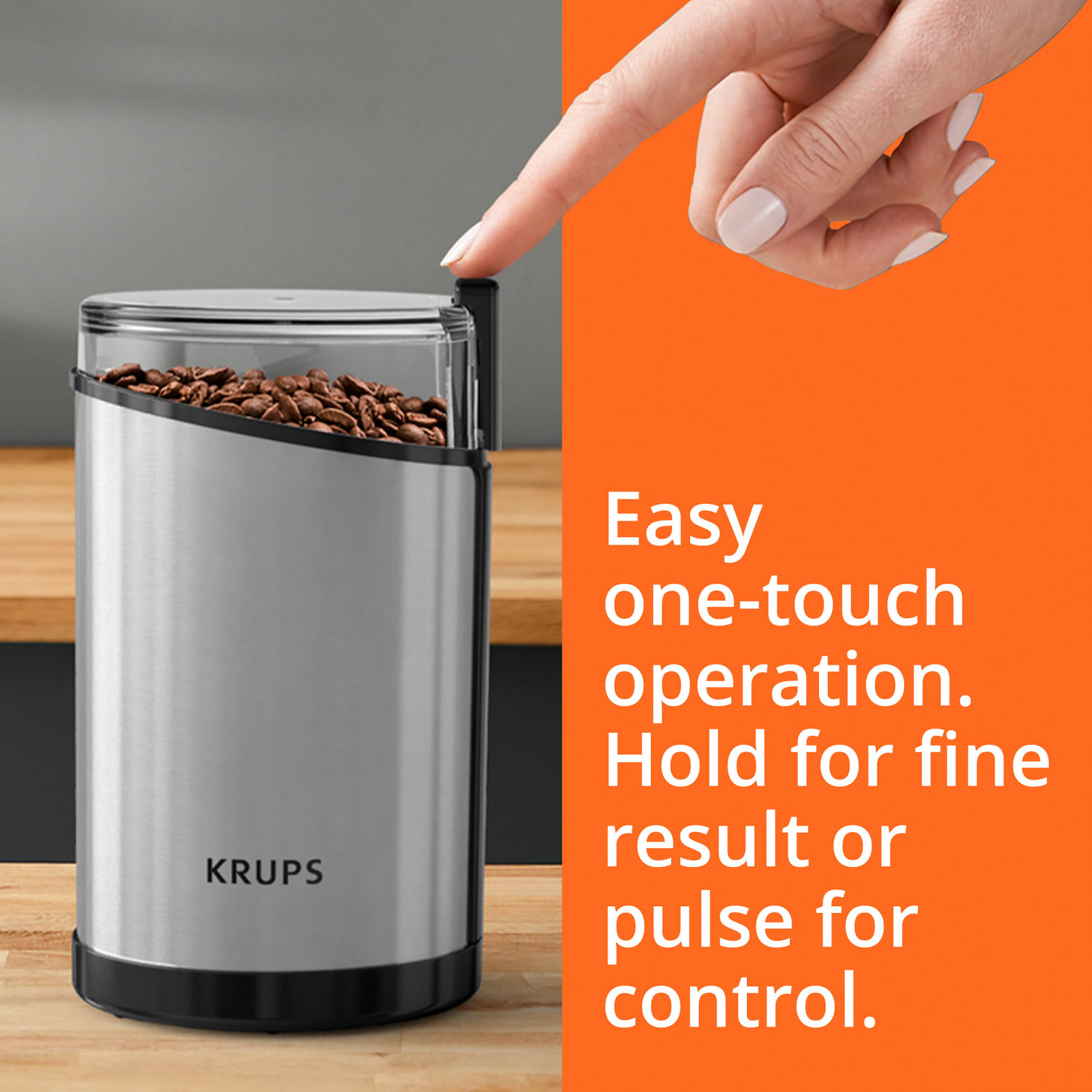 KRUPS Fast-Touch Stainless-Steel 12-Cup Coffee Grinder, Black - Image 4