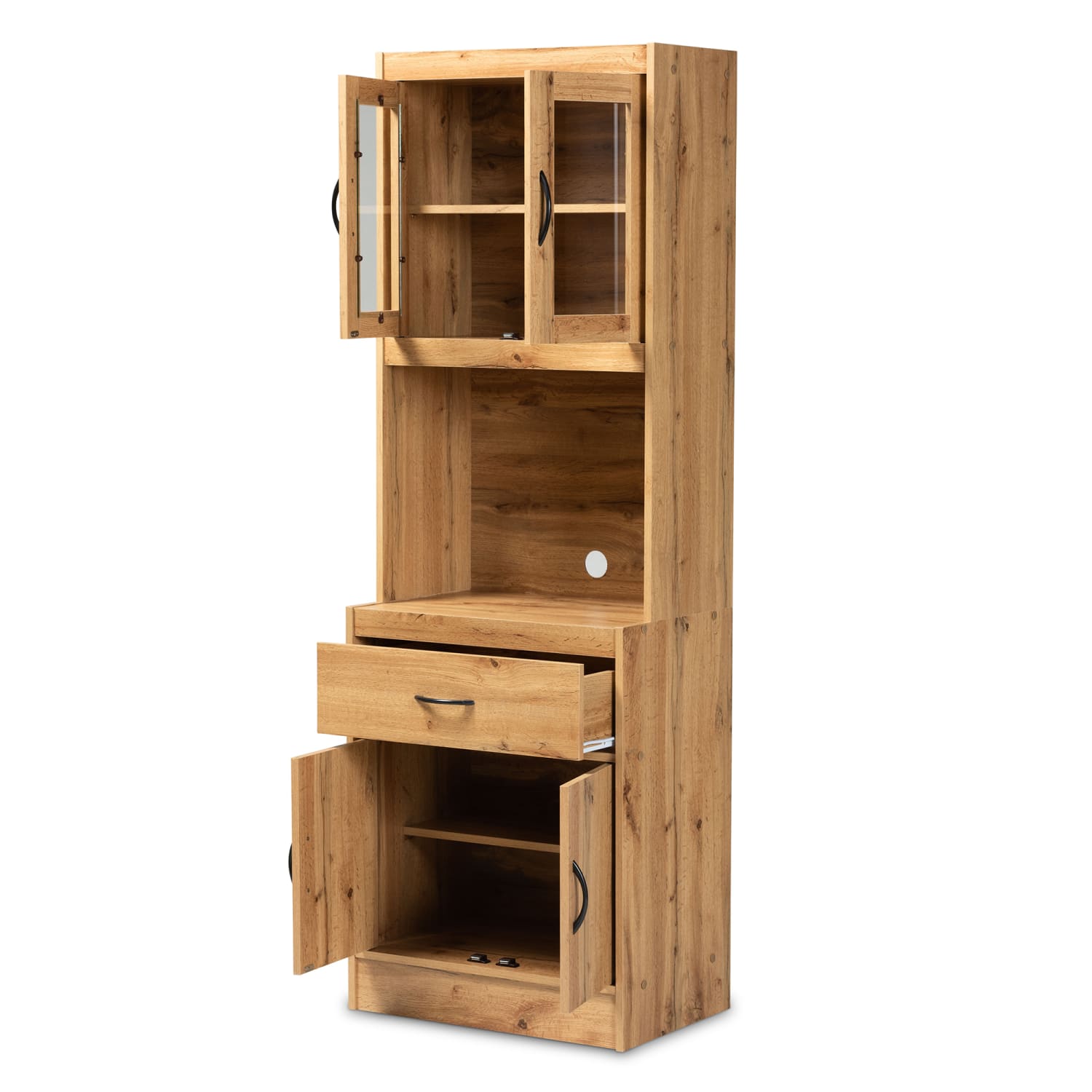Baxton Studio Laurana 24inW Kitchen Cabinet And Hutch, Oak Brown - Image 3