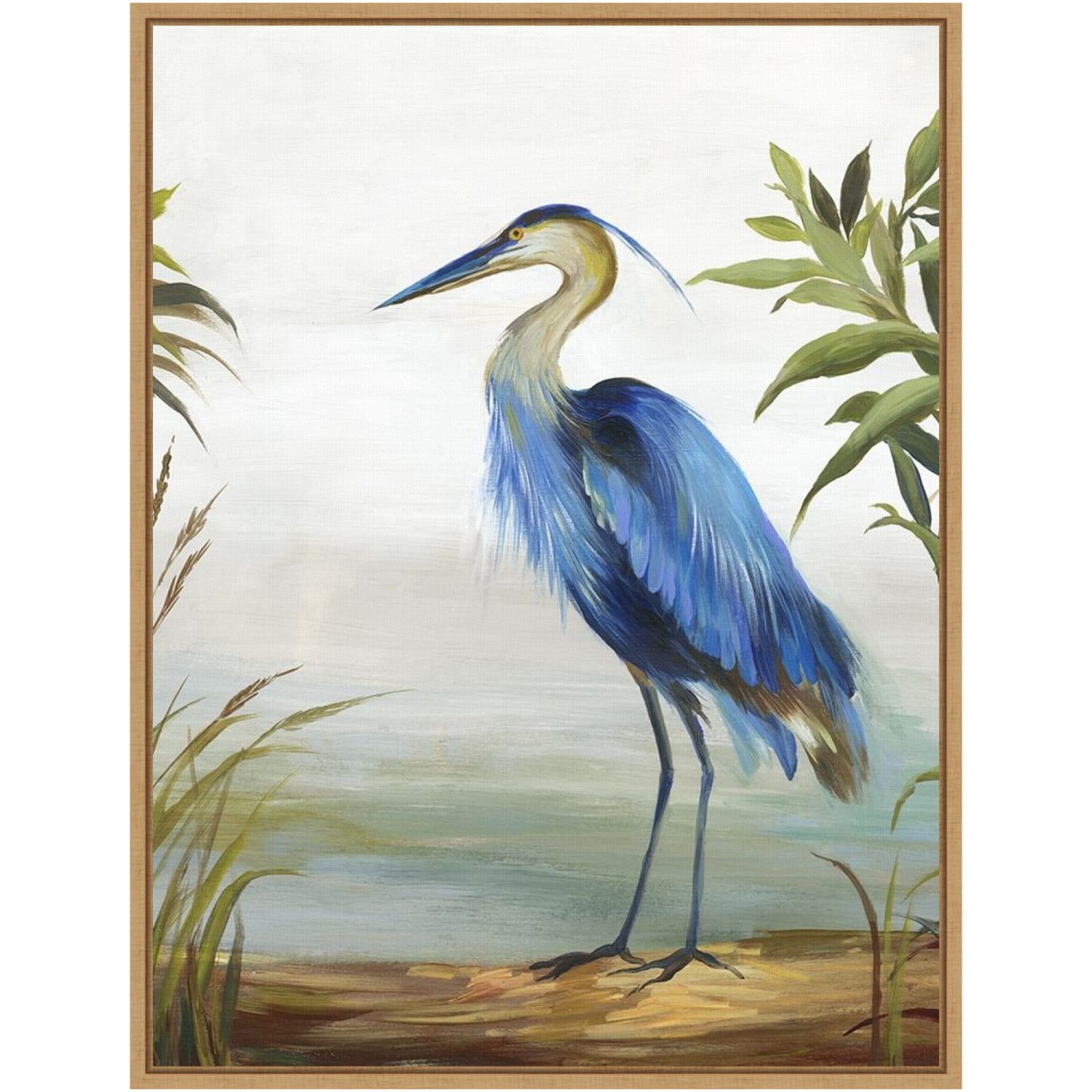 Amanti Art Blue Heron by Aimee Wilson Framed Canvas Wall Art Print, 24inH x 18inW, Maple
