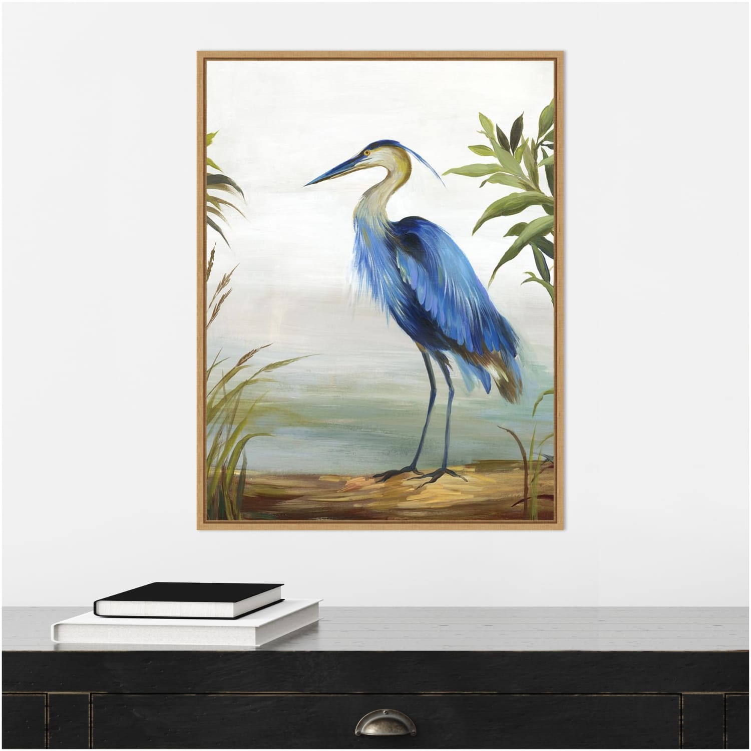 Amanti Art Blue Heron by Aimee Wilson Framed Canvas Wall Art Print, 24inH x 18inW, Maple - Image 5