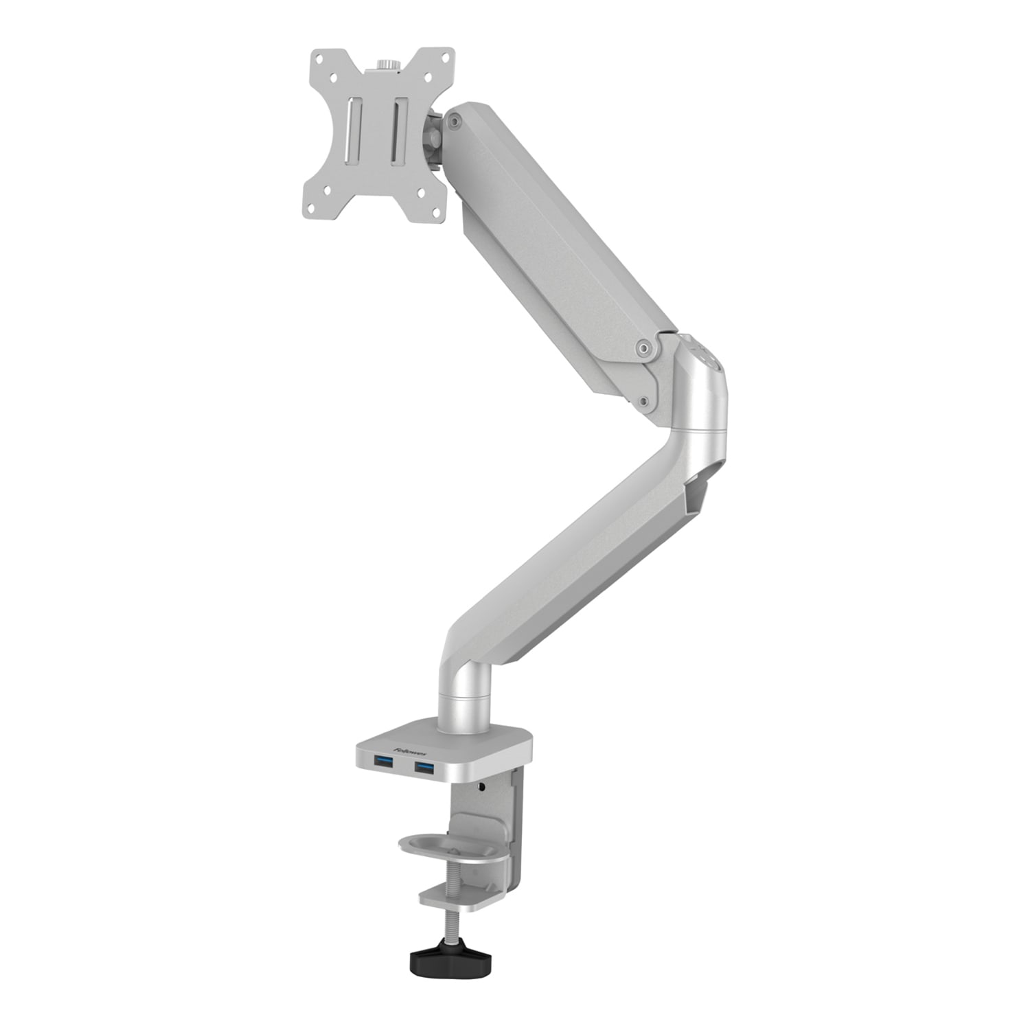 Fellowes Platinum Series Single-Monitor Arm, Fully Adjustable, Holds up to 40in Monitor, Silver