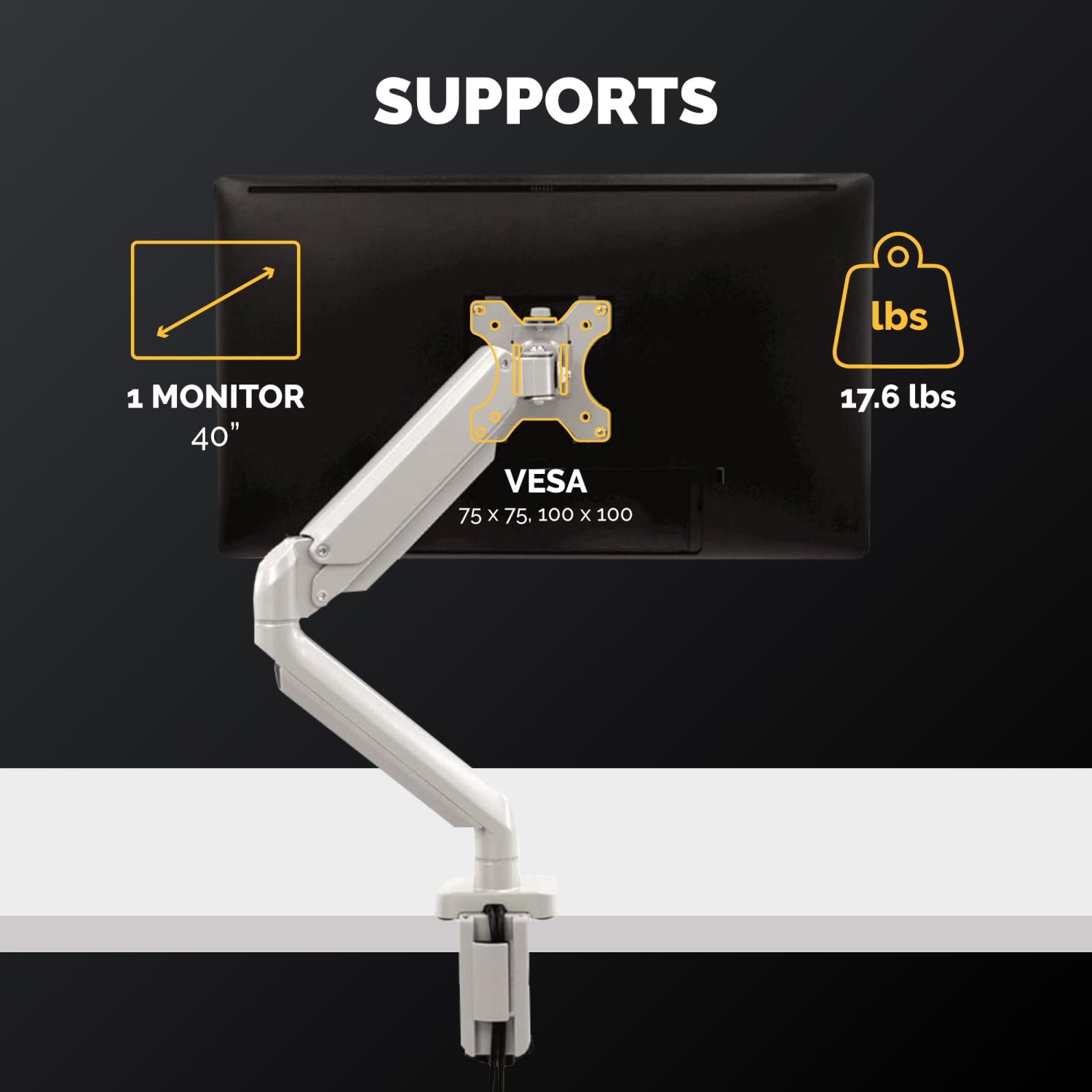 Fellowes Platinum Series Single-Monitor Arm, Silver - Image 3