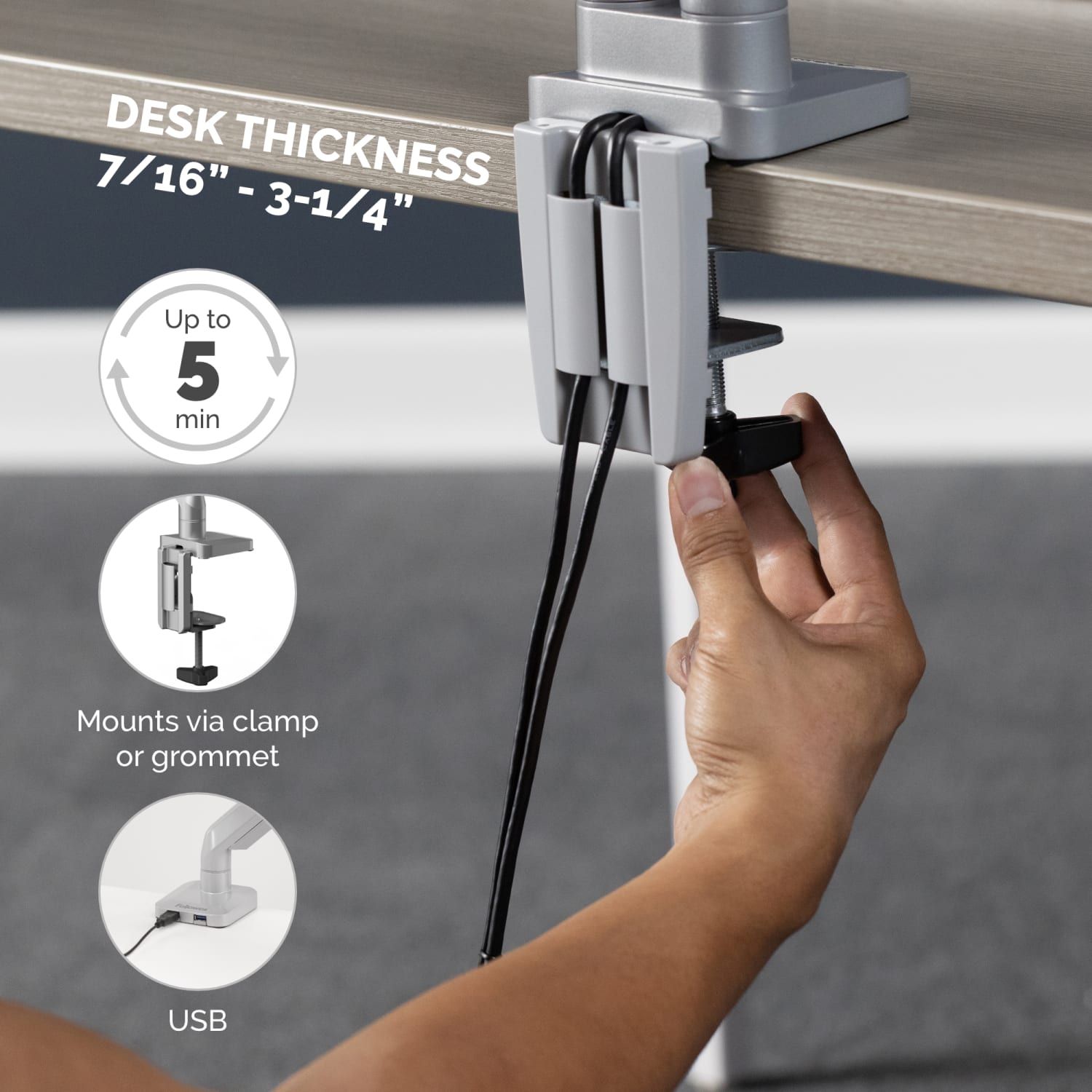 Fellowes Platinum Series Single-Monitor Arm, Silver - Image 5