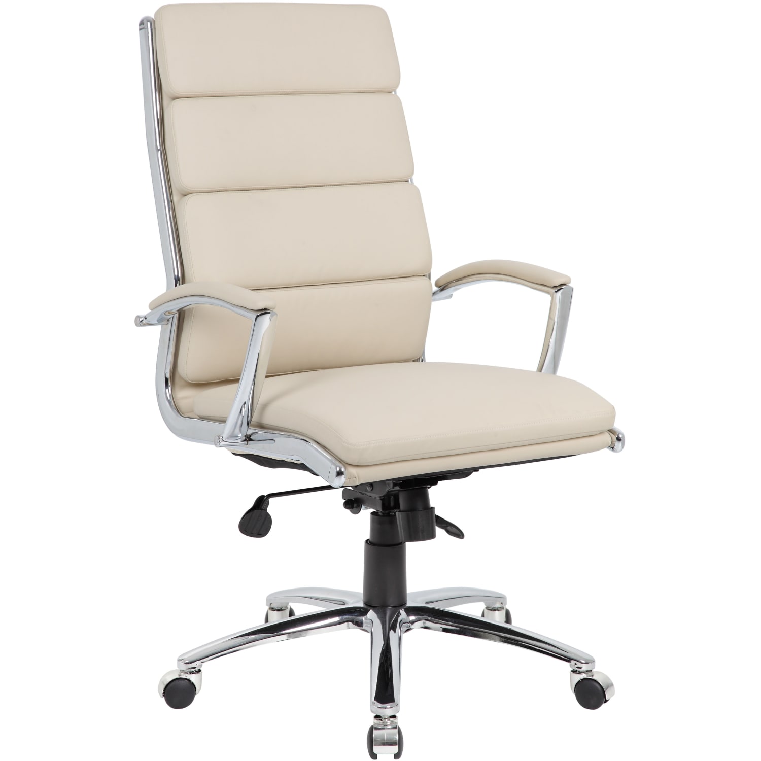 Boss Office Products Ergonomic CaressoftPlus High-Back Executive Chair, Beige/Chrome - Image 5
