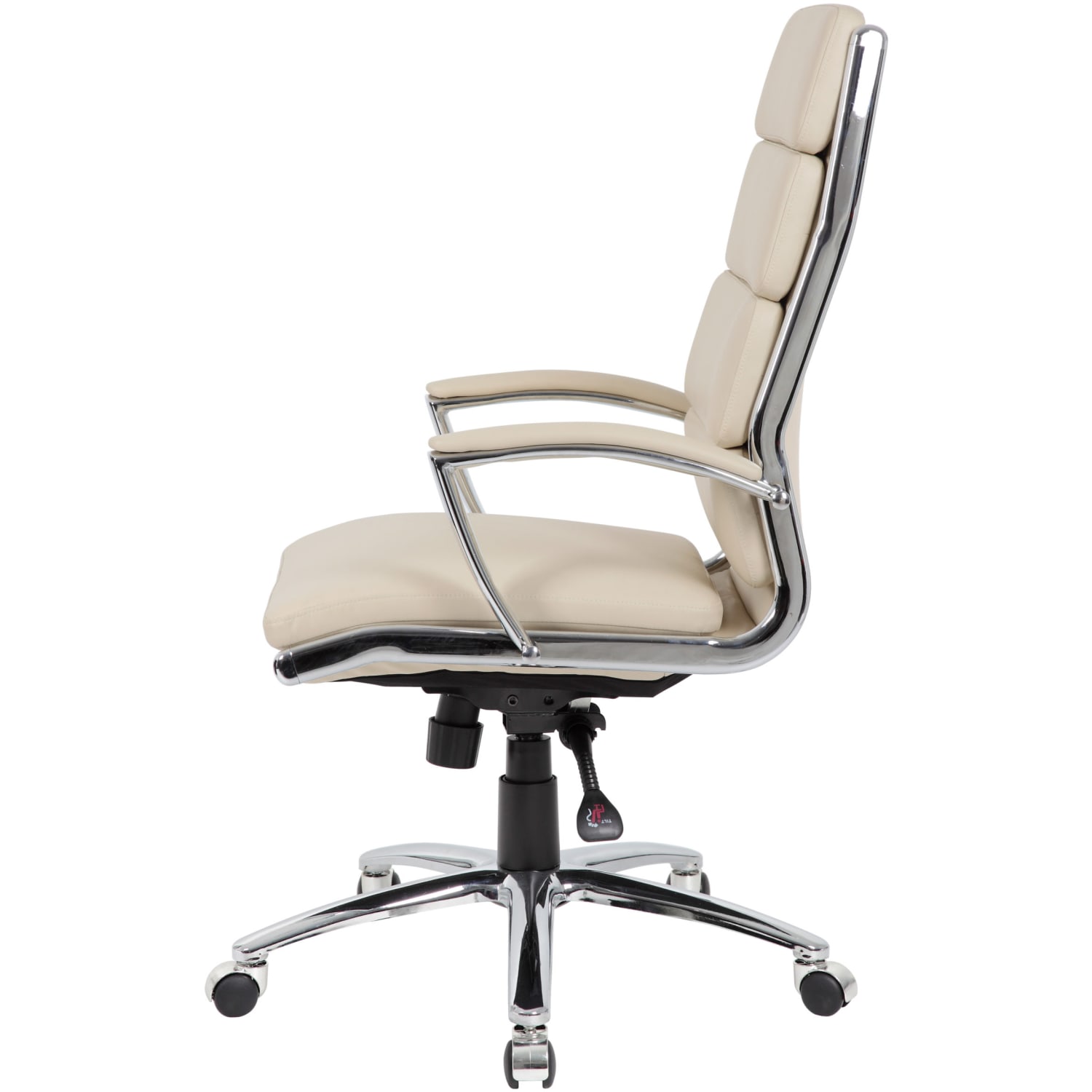 Boss Office Products Ergonomic CaressoftPlus High-Back Executive Chair, Beige/Chrome - Image 6