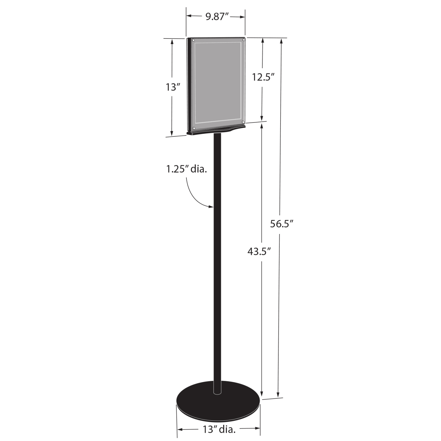 Azar Display Double Sided Magnetic Vertical Floor Sign Holder, 56-1/2inH x 13inW x 13inD, Black - Image 3