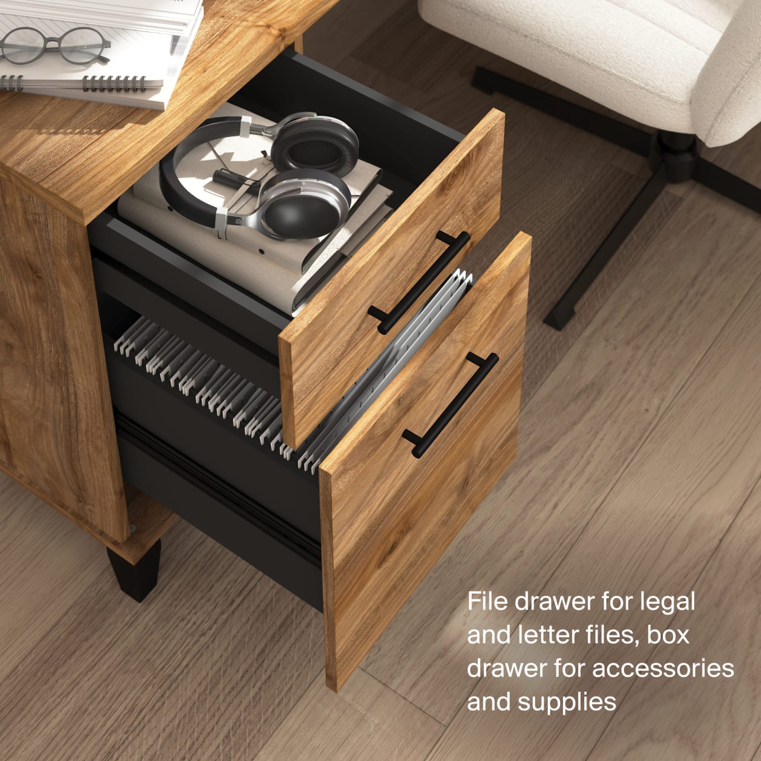 Bush Business Furniture Somerset 60inW L-Shaped Corner Desk With Hutch, Fresh Walnut, Standard Delivery - Image 6