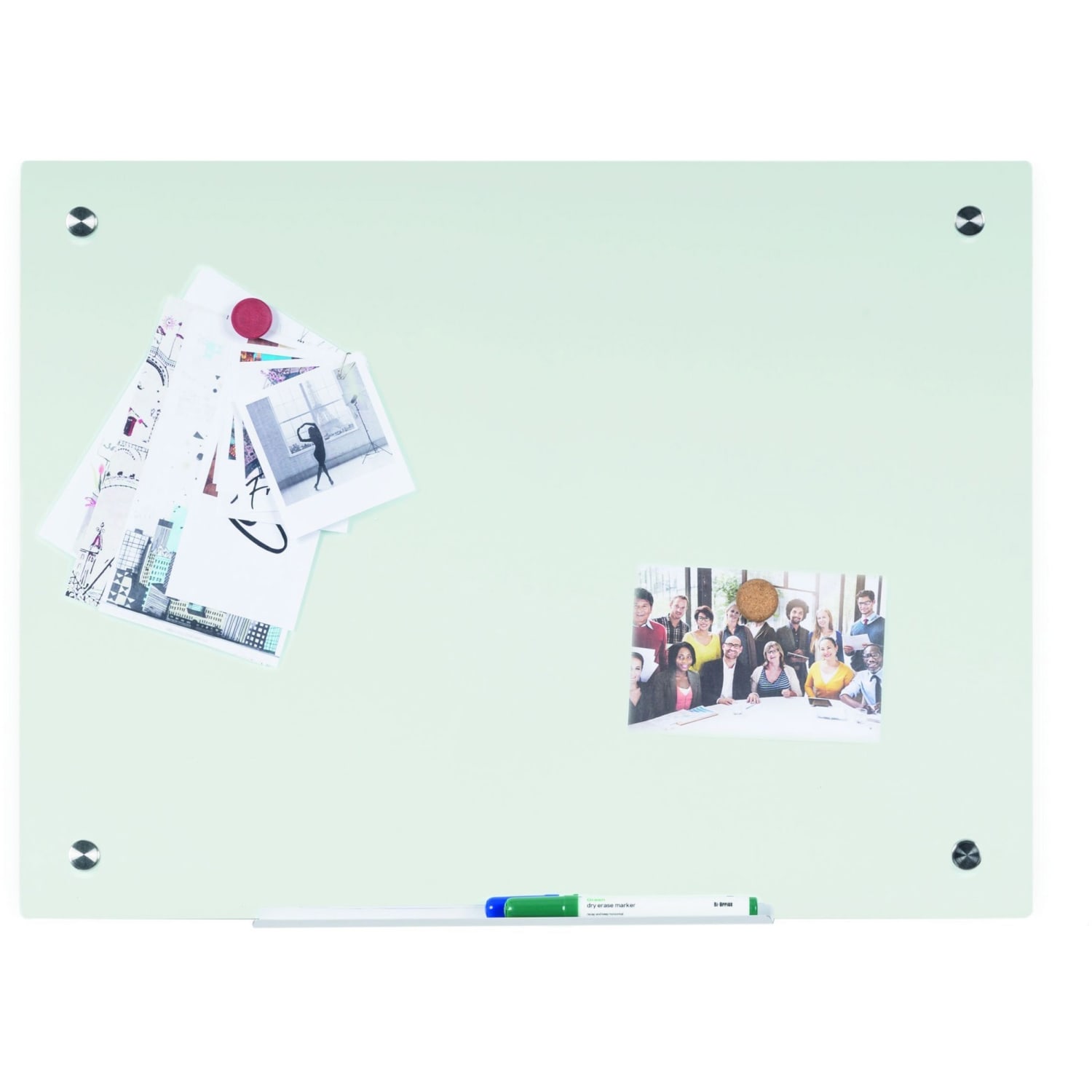 Bi-silque Magnetic Glass Dry Erase Board - 36in (3 ft) Width x 48in (4 ft) Height - White Glass Surface - Rectangle - Horizontal/Vertical - 1 Each - Image 3