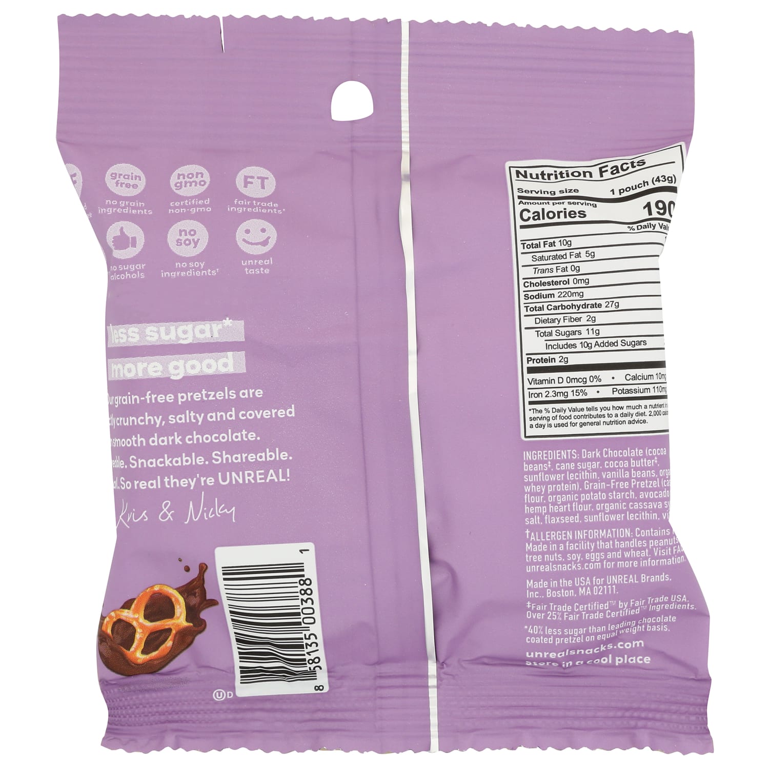 Unreal Dark Chocolate Pretzels, 1.5 Oz, Total Qty 9 - Image 4