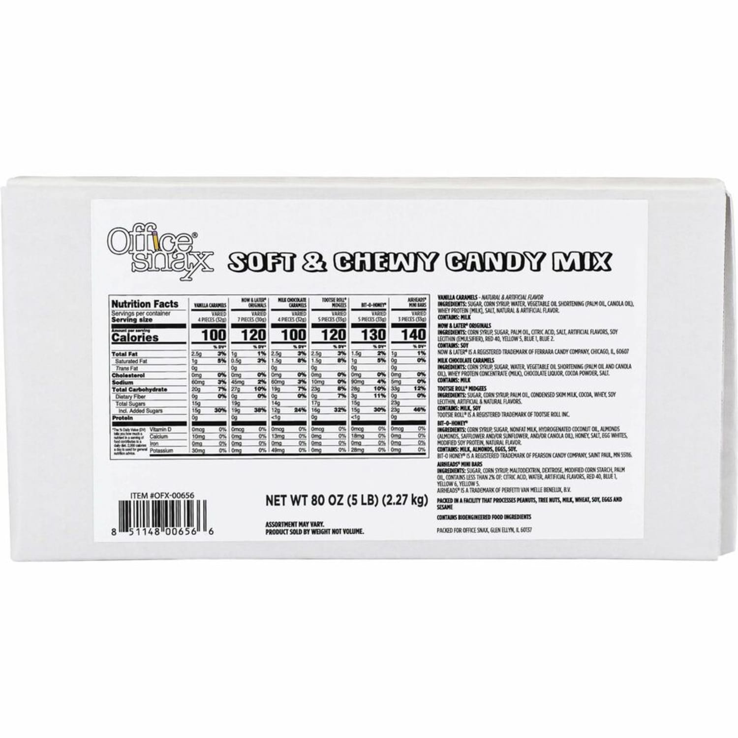 Office Snax Soft & Chewy Candy Mix - Assorted - Individually Wrapped - 5 lb - 1 Carton - Image 4