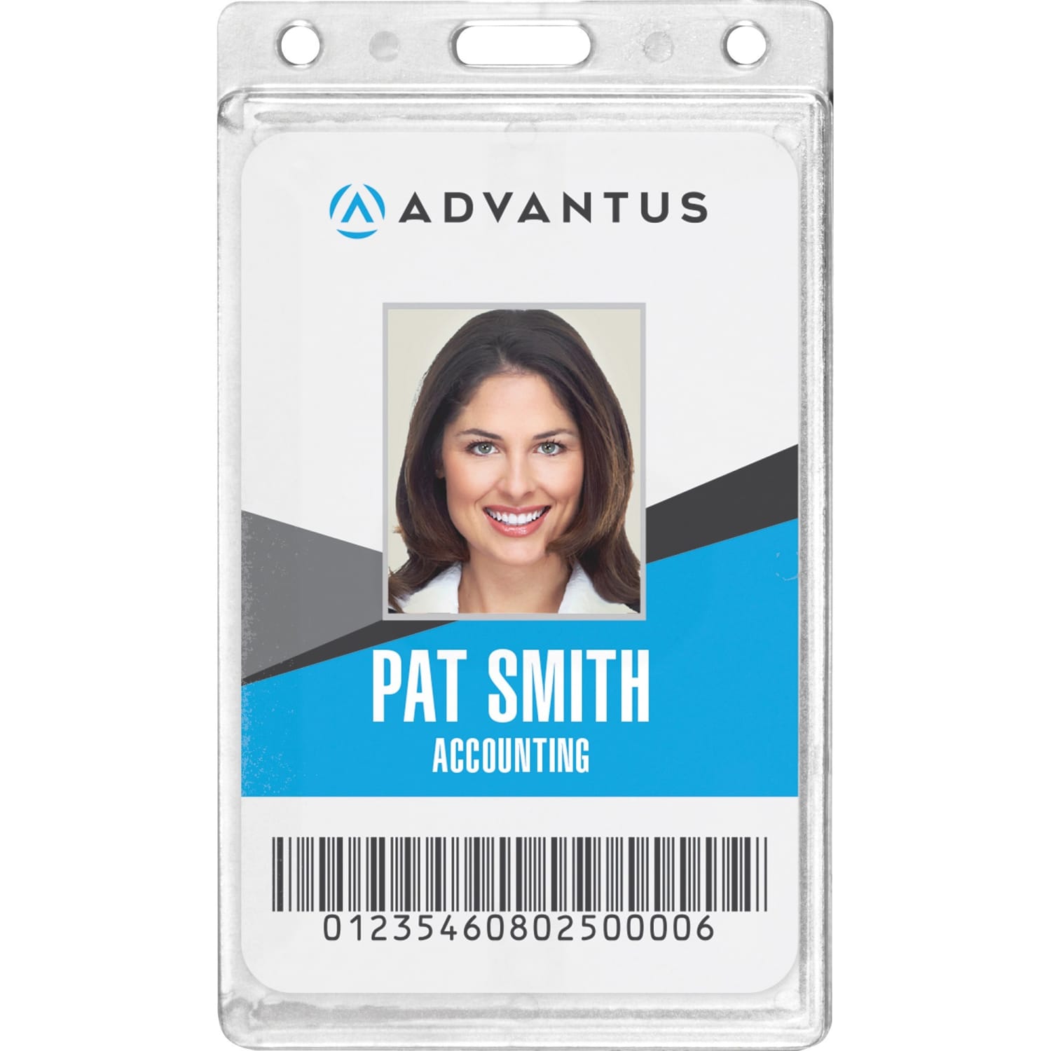 Advantus Frosted Vertical Rigid ID Holder - Support 2.13in x 3.38in Media - Vertical - Plastic - Frosted - 25 / Box