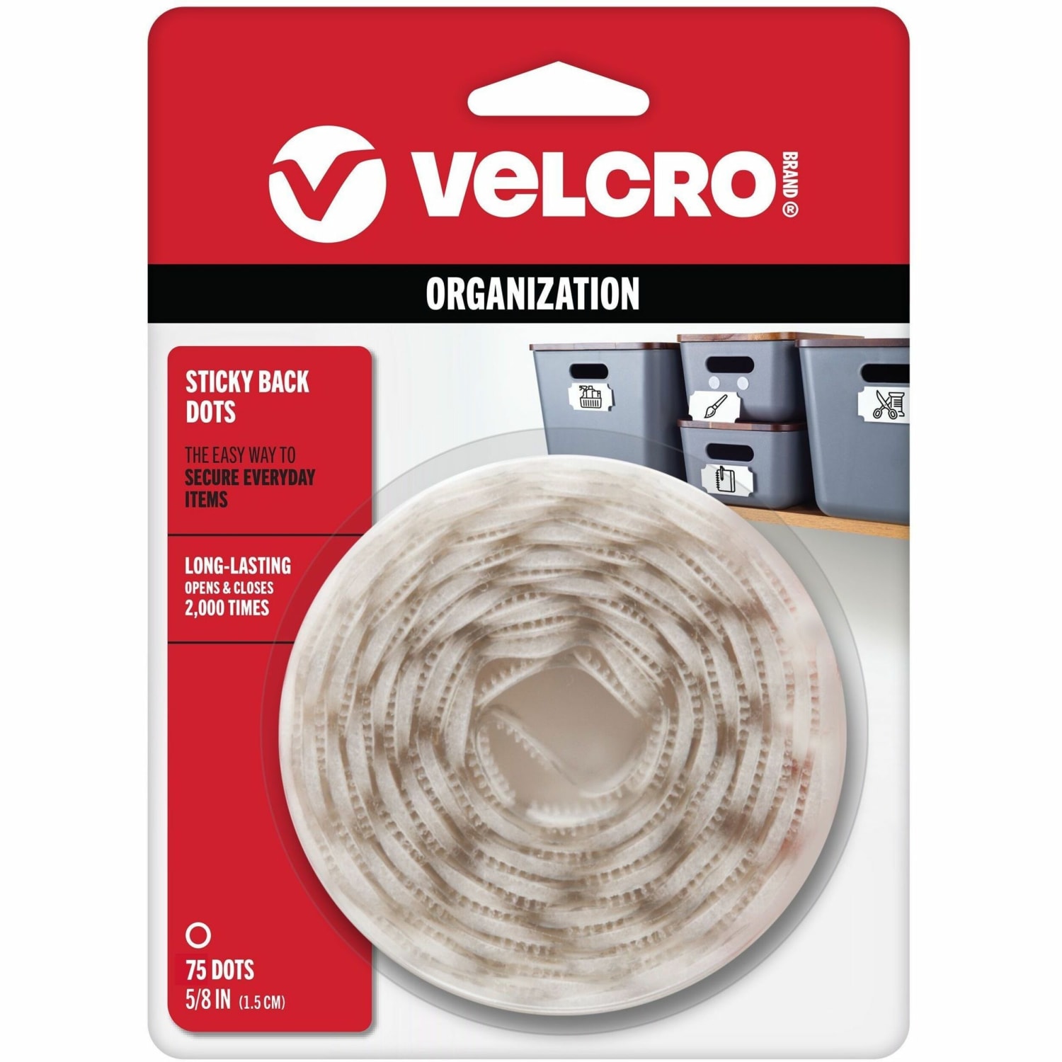 VELCRO Brand STICKY BACK Fasteners, Coins, 5/8in, White, Pack Of 75 - Image 4