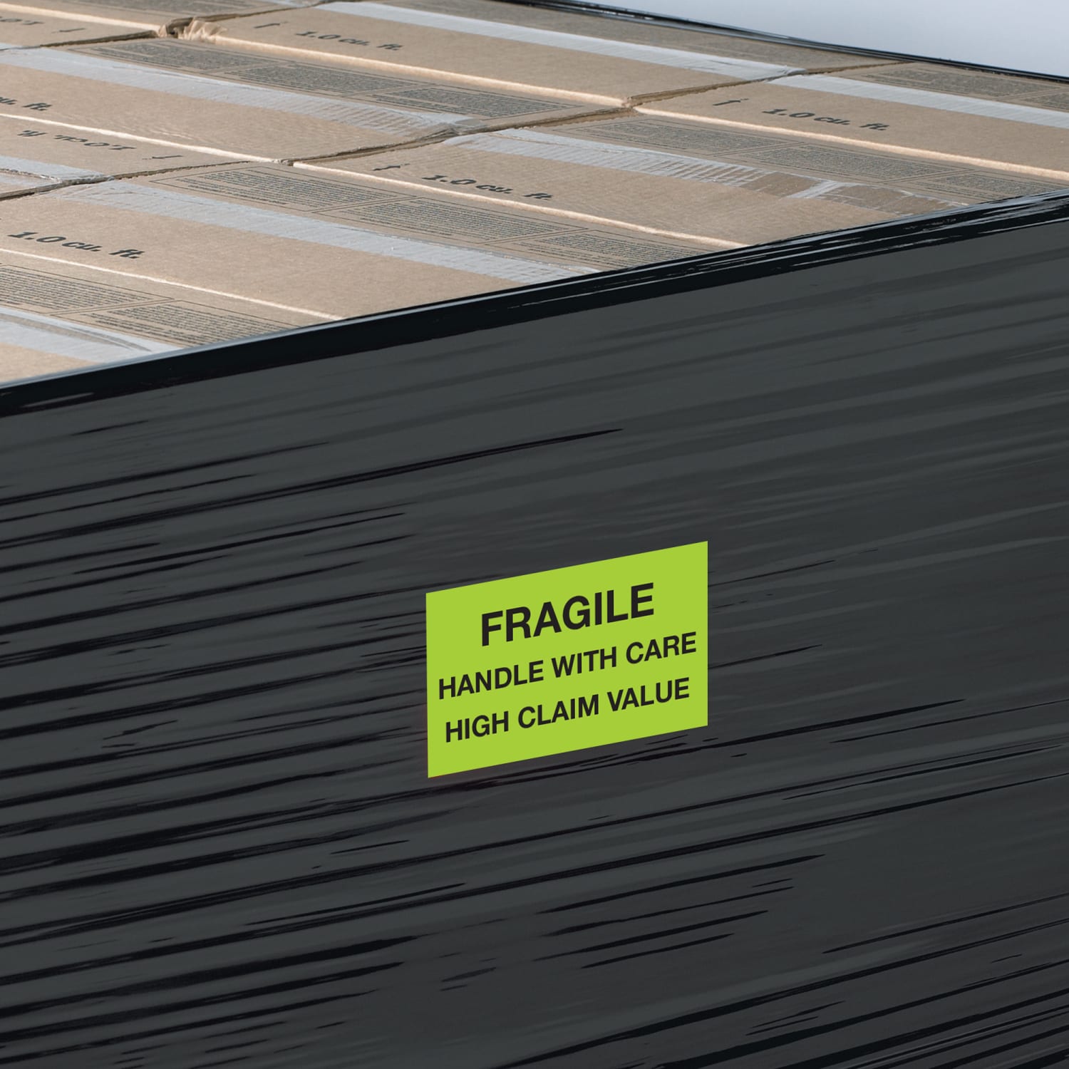 Tape Logic Safety Labels, "Fragile Handle With Care High Claim Value", Rectangular, DL1641, 3in x 5in, Fluorescent Green, Roll Of 500 Labels - Image 3