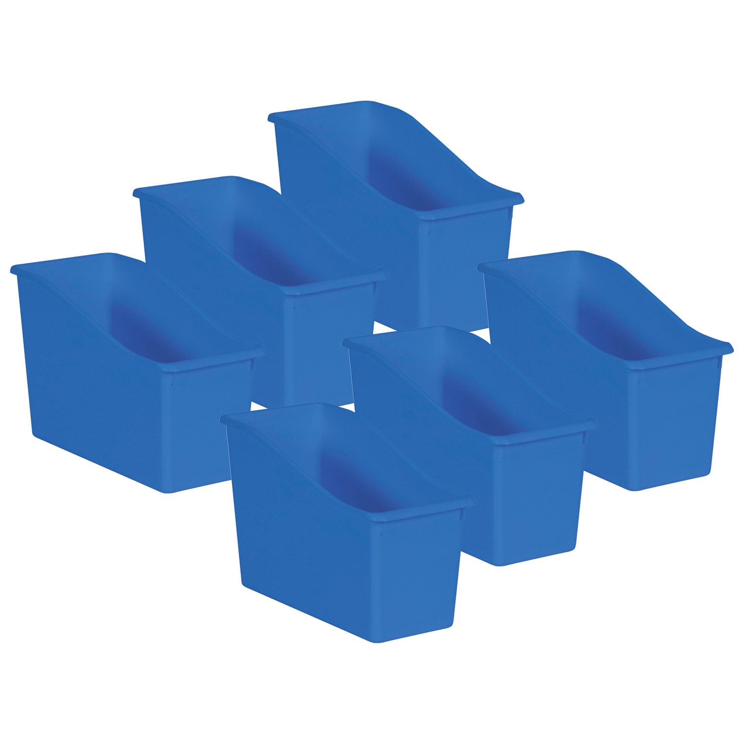 Teacher Created Resources Plastic Book Bins, 7-1/2inH x 11-3/8inW x 5-1/2inD, Blue, Pack Of 6 Bins