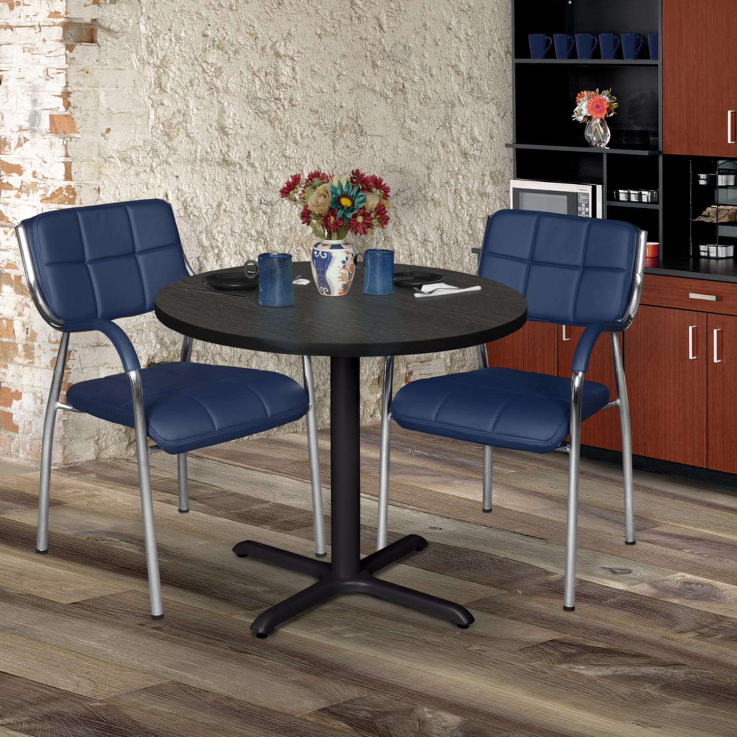 Regency Cain Round X-Base Breakroom Table, 29inH x 30inW x 30inD, Ash Gray/White - Image 3