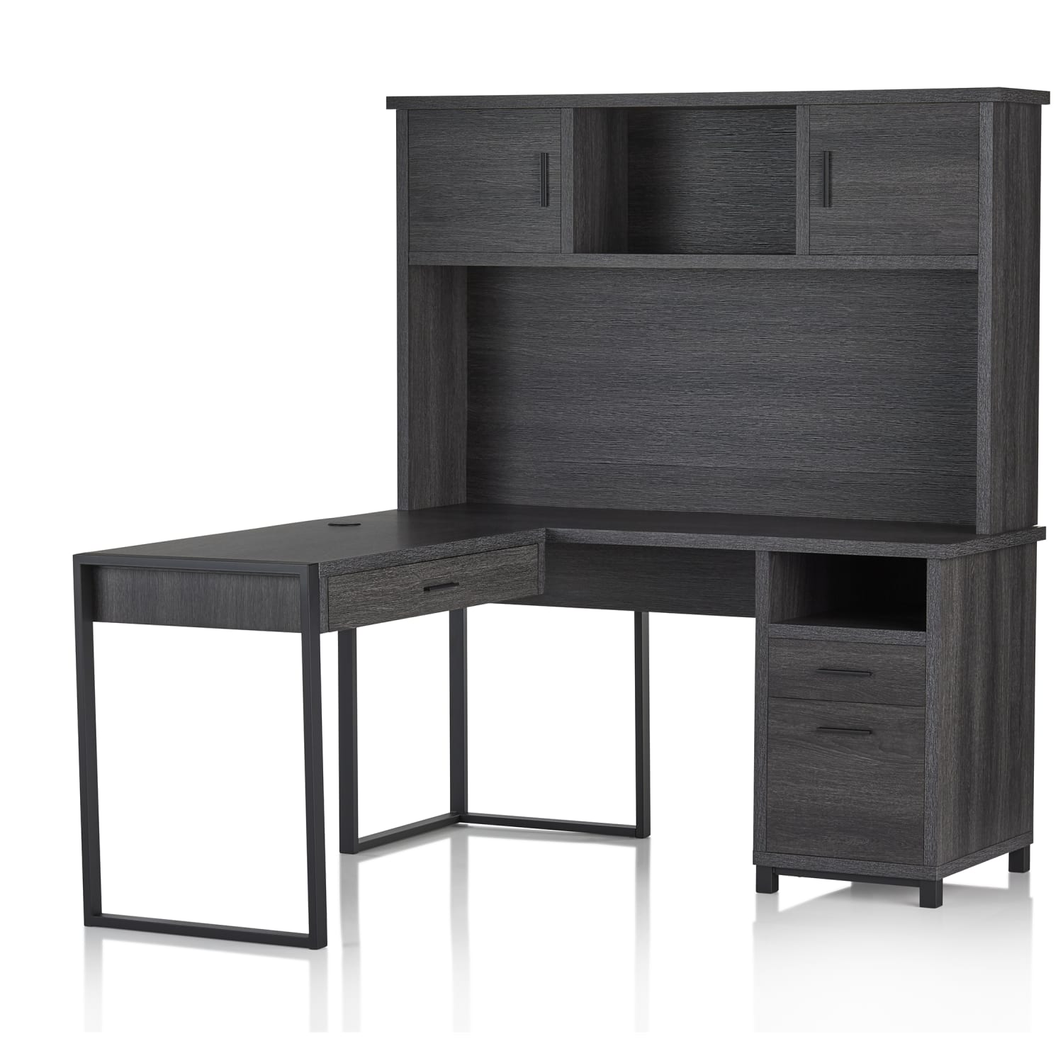 Realspace® DeJori 59W LShape Corner Desk with Hutch Charcoal PopularChairscom Realspace® DeJori 59W L Shape Corner Desk with Hutch Charcoal PopularChairscom