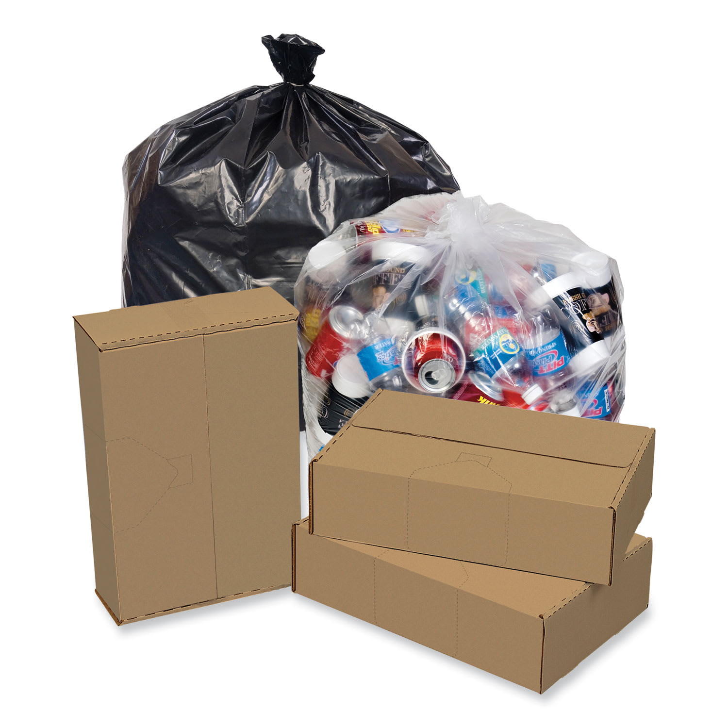 Pitt Plastics Eco Strong Plus Can Liners, 60 gal, 1.35 mil, 38in x 58in, Black, Perforated Roll, 100/Carton - Image 4