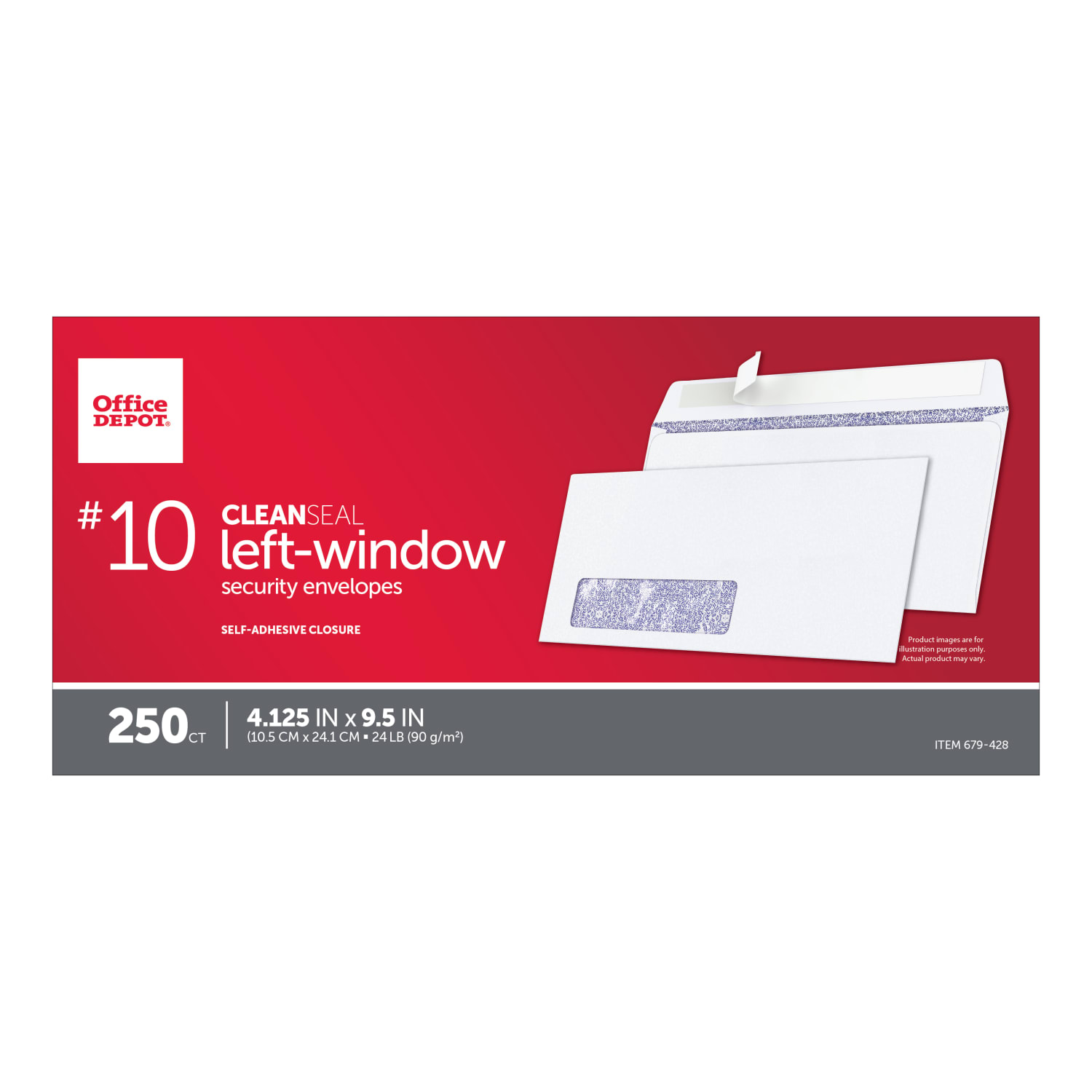 Office Depot Brand #10 Security Envelopes, Left Window, 4-1/8in x 9-1/2in, Clean Seal, White, Box Of 250 - Image 5