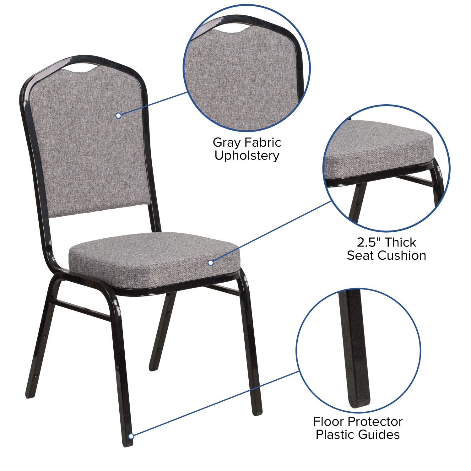 Flash Furniture HERCULES Series Crown Back Stacking Banquet Chair, Gray/Black - Image 5