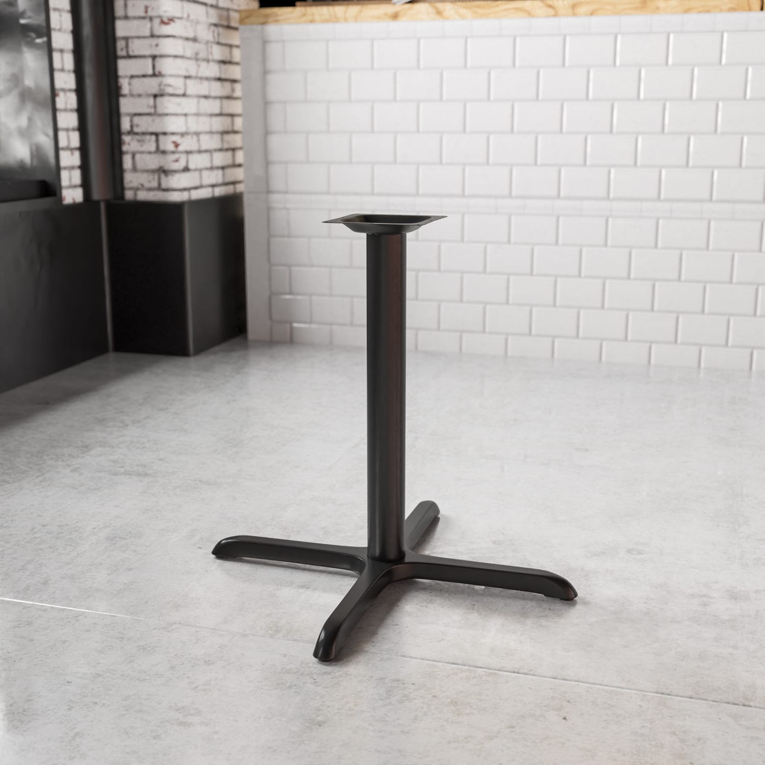 Flash Furniture Restaurant Table X-Base With 3ft"-Diameter Table-Height Column, 28-1/2inH x 30inW x 30inD, Black - Image 3